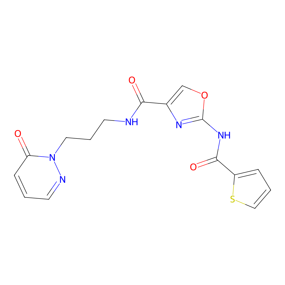 N-(3-(6-oxopyridazin-1(6H)-yl)propyl)-2-(thiophene-2-carboxamido)oxazole-4-carboxamide molecular structure, CAS 1286727-95-4