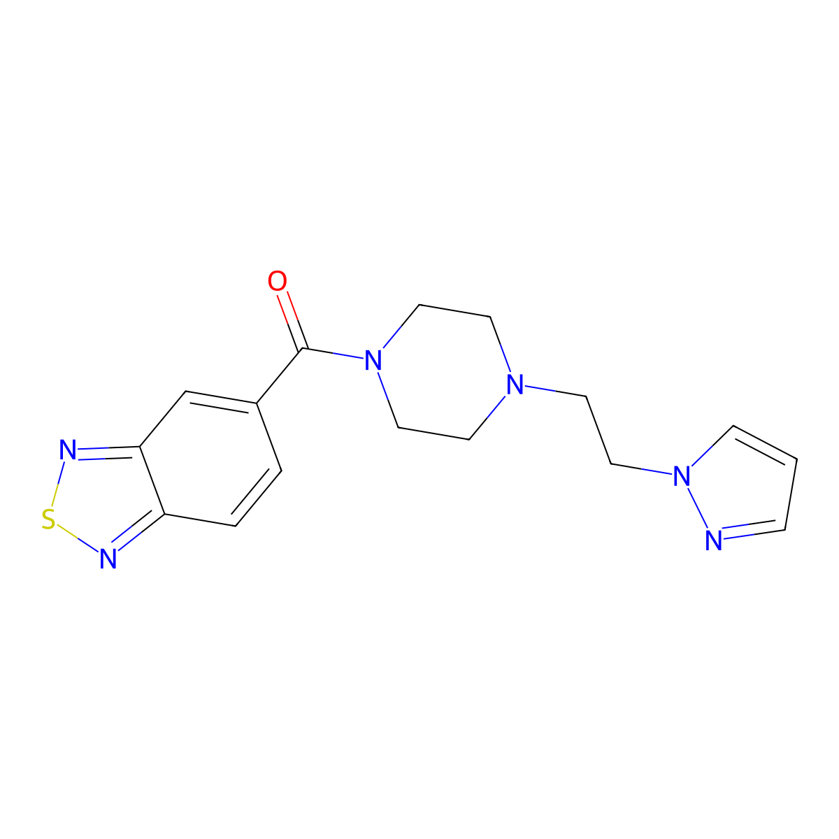(4-(2-(1H-pyrazol-1-yl)ethyl)piperazin-1-yl)(benzo[c][1,2,5]thiadiazol-5-yl)methanone molecular structure, CAS 1286728-08-2