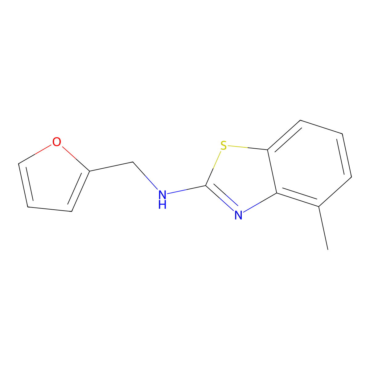 N-(furan-2-ylmethyl)-4-methylbenzo[d]thiazol-2-amine molecular structure, CAS 1286728-09-3