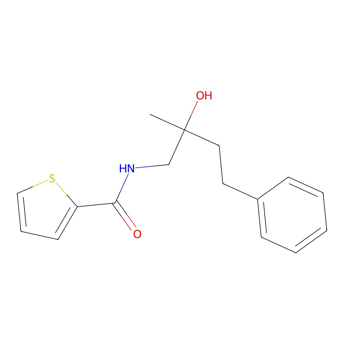 N-(2-hydroxy-2-methyl-4-phenylbutyl)thiophene-2-carboxamide molecular structure, CAS 1286728-10-6