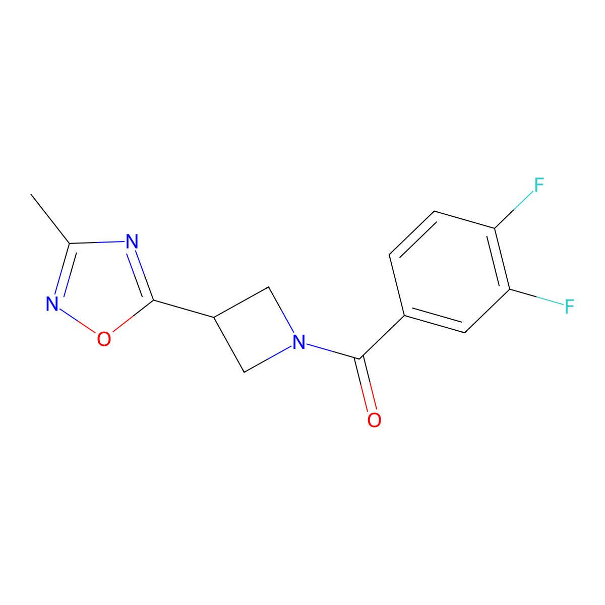 (3,4-Difluorophenyl)(3-(3-methyl-1,2,4-oxadiazol-5-yl)azetidin-1-yl)methanone molecular structure, CAS 1286728-17-3