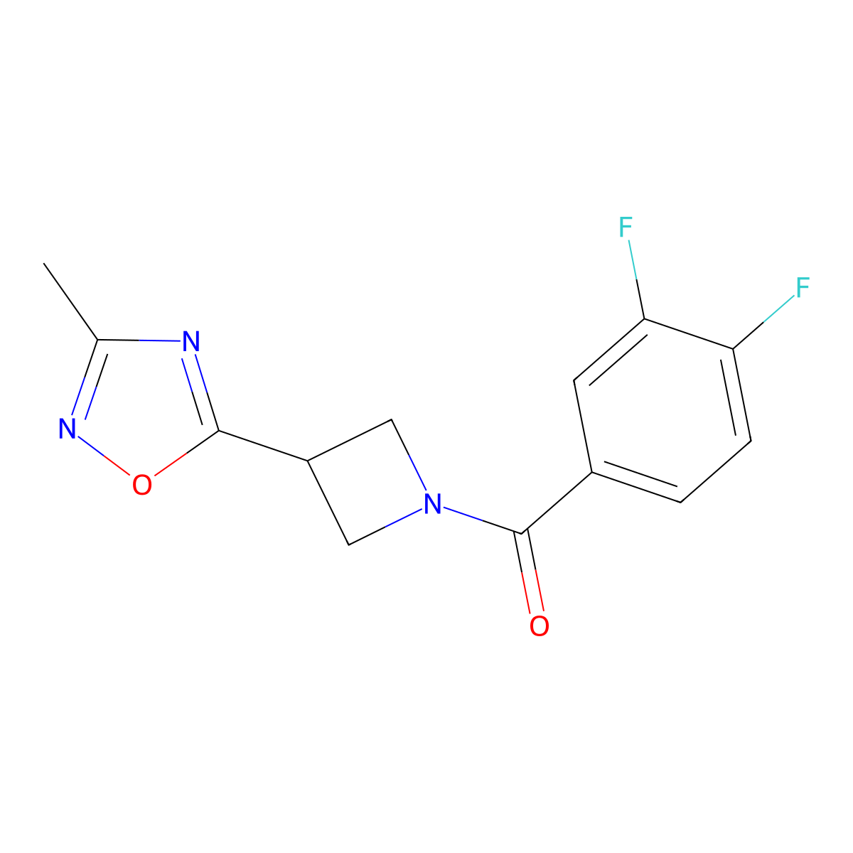 (3,4-Difluorophenyl)(3-(3-methyl-1,2,4-oxadiazol-5-yl)azetidin-1-yl)methanone molecular structure, CAS 1286728-17-3