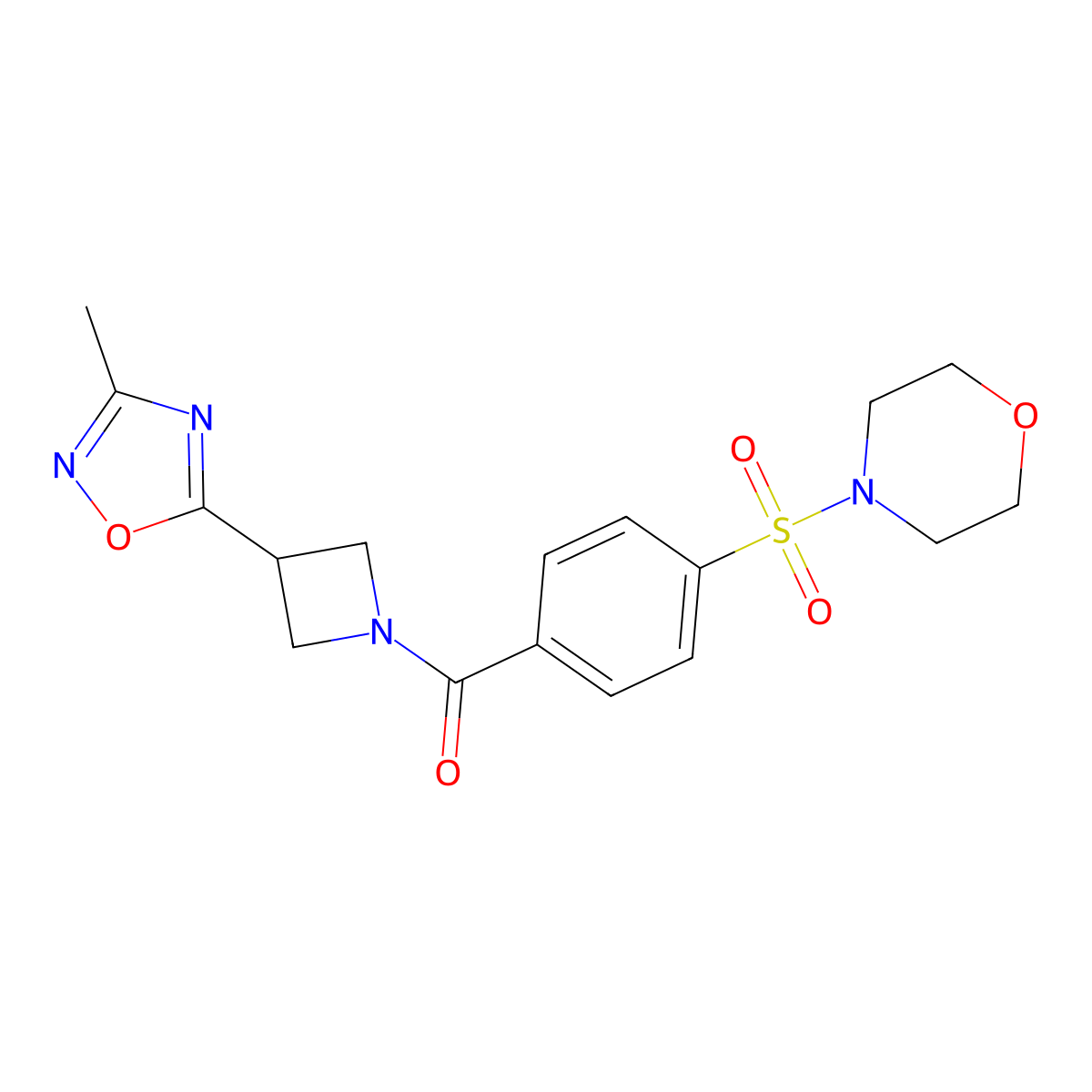 (3-(3-Methyl-1,2,4-oxadiazol-5-yl)azetidin-1-yl)(4-(morpholinosulfonyl)phenyl)methanone molecular structure, CAS 1286728-19-5