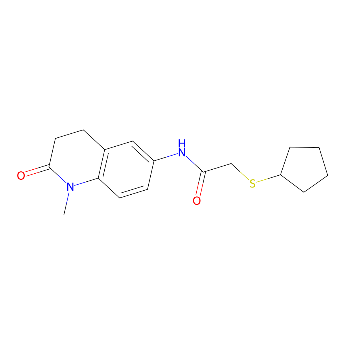 2-(cyclopentylthio)-N-(1-methyl-2-oxo-1,2,3,4-tetrahydroquinolin-6-yl)acetamide molecular structure, CAS 1286728-20-8