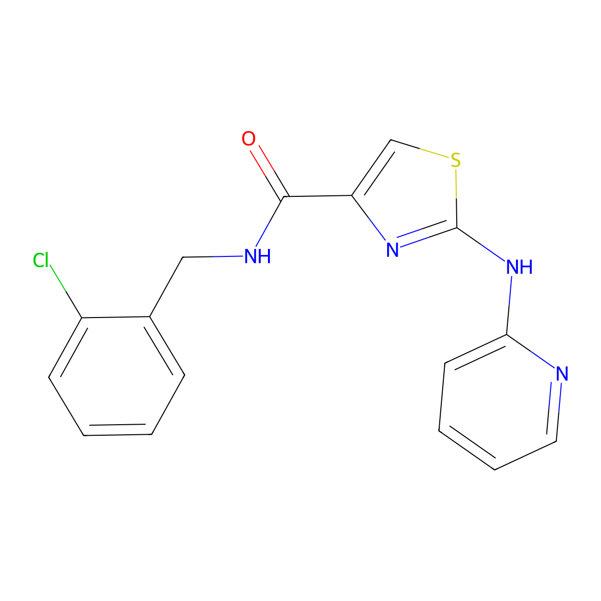 N-(2-chlorobenzyl)-2-(pyridin-2-ylamino)thiazole-4-carboxamide molecular structure, CAS 1286728-22-0