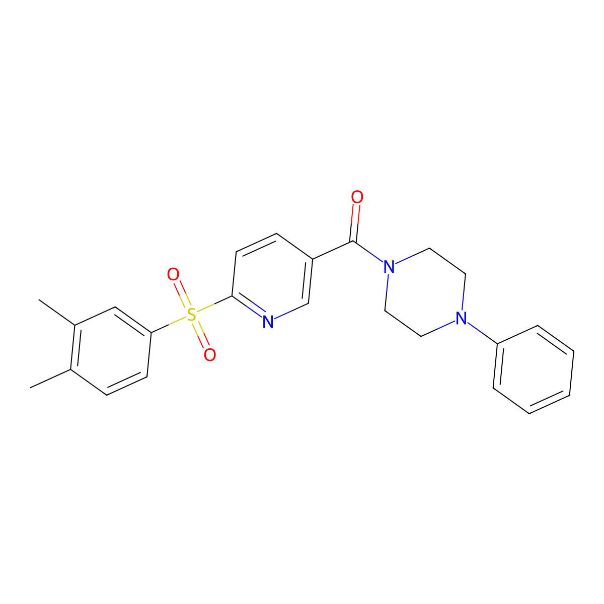 1-[6-(3,4-Dimethylbenzenesulfonyl)pyridine-3-carbonyl]-4-phenylpiperazine molecular structure, CAS 1286728-23-1