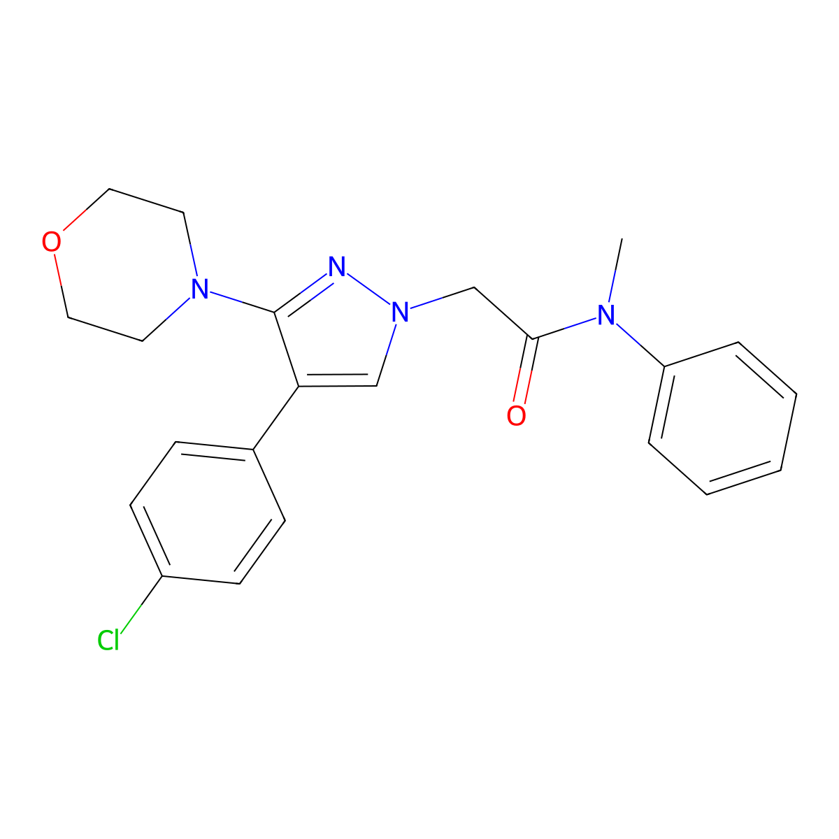 2-(4-(4-chlorophenyl)-3-morpholino-1H-pyrazol-1-yl)-N-methyl-N-phenylacetamide molecular structure, CAS 1286728-26-4