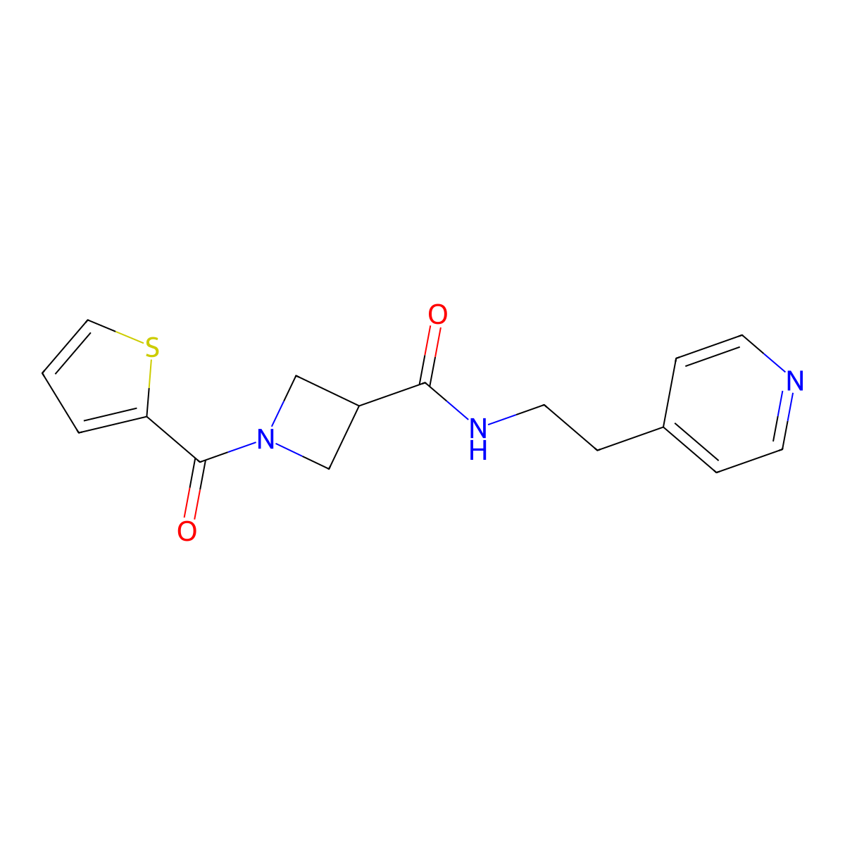 N-(2-(pyridin-4-yl)ethyl)-1-(thiophene-2-carbonyl)azetidine-3-carboxamide molecular structure, CAS 1286728-28-6