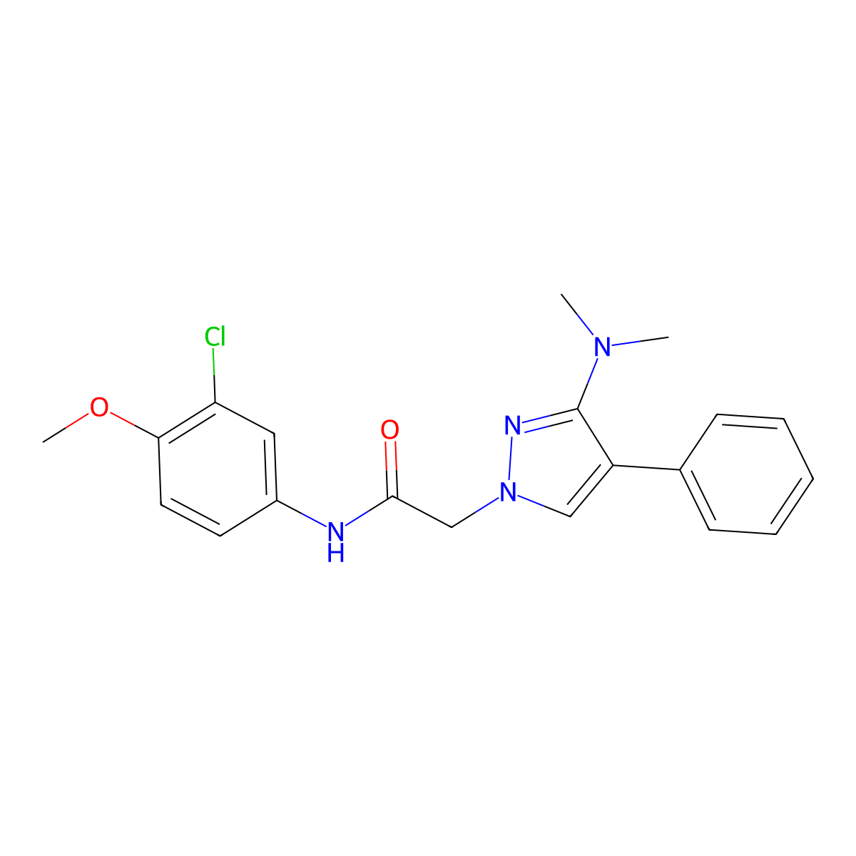 N-(3-chloro-4-methoxyphenyl)-2-[3-(dimethylamino)-4-phenyl-1H-pyrazol-1-yl]acetamide molecular structure, CAS 1286728-29-7