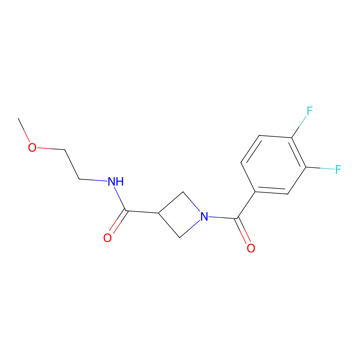 1-(3,4-difluorobenzoyl)-N-(2-methoxyethyl)azetidine-3-carboxamide molecular structure, CAS 1286728-32-2
