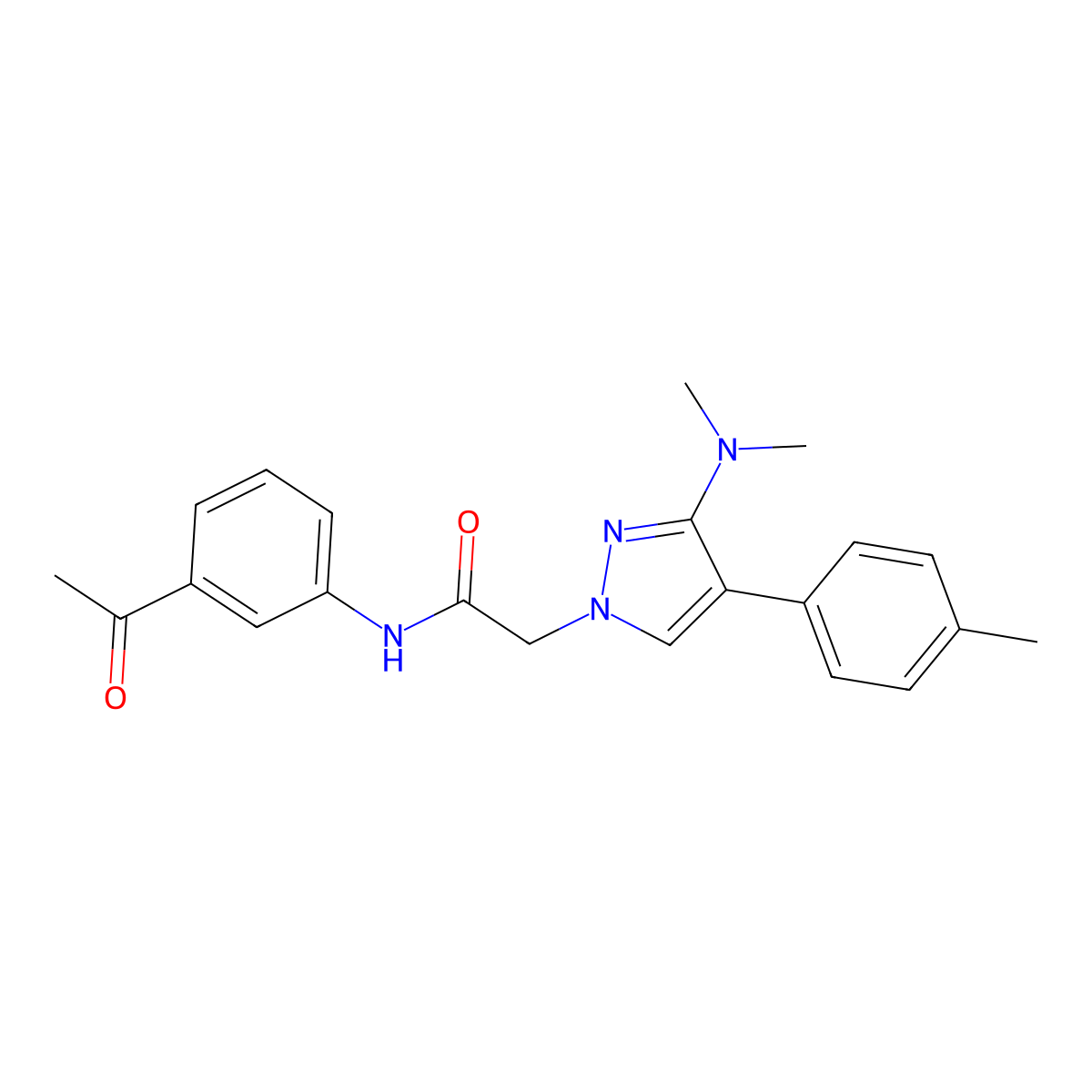 N-(3-acetylphenyl)-2-(3-(dimethylamino)-4-(p-tolyl)-1H-pyrazol-1-yl)acetamide molecular structure, CAS 1286728-34-4