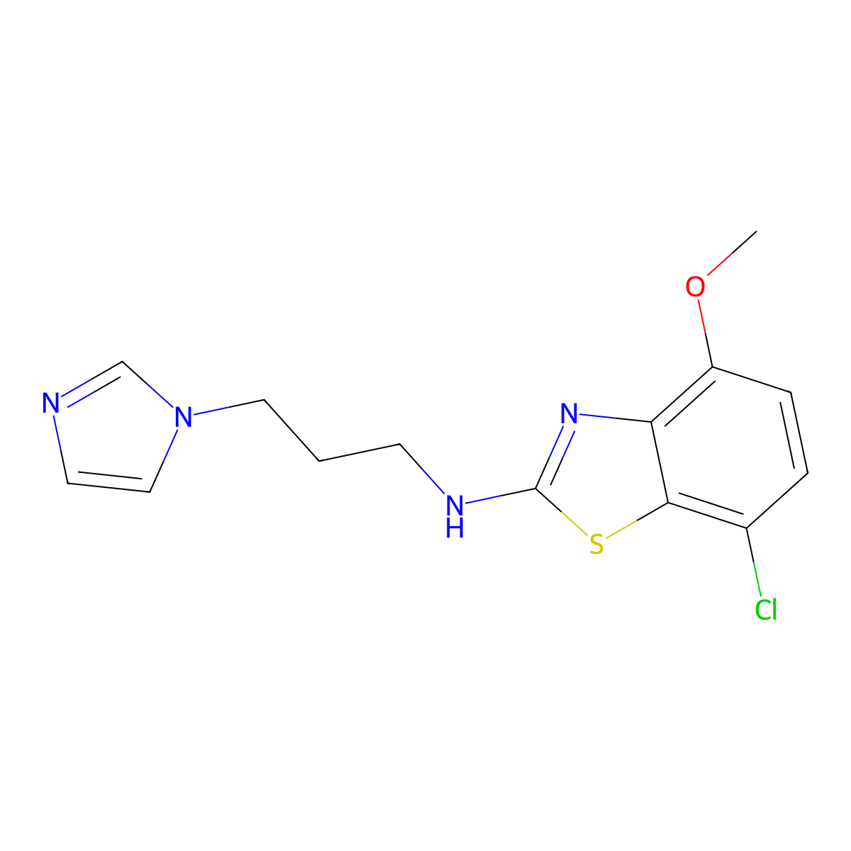 N-(3-(1H-imidazol-1-yl)propyl)-7-chloro-4-methoxybenzo[d]thiazol-2-amine molecular structure, CAS 1286728-44-6