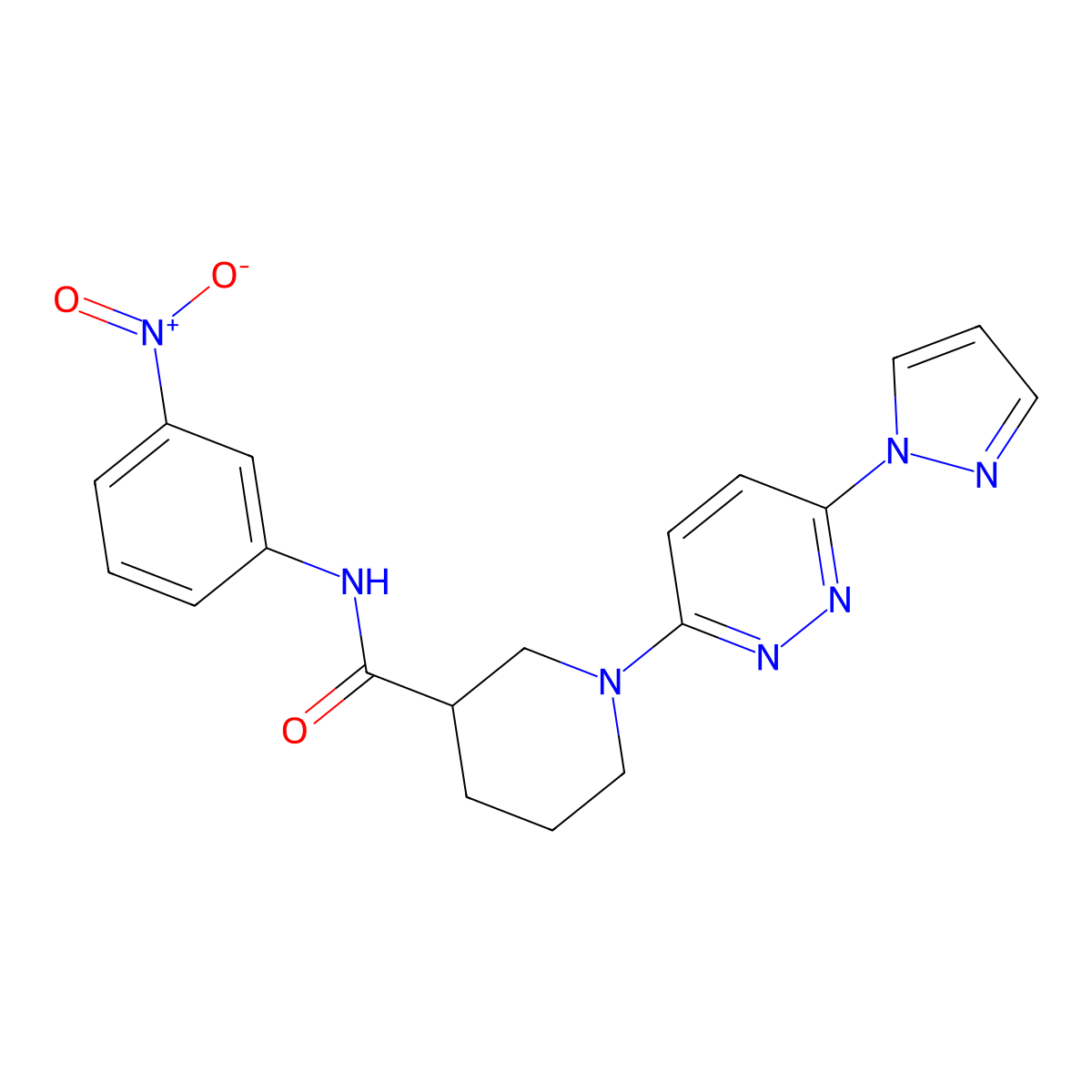 1-(6-(1H-pyrazol-1-yl)pyridazin-3-yl)-N-(3-nitrophenyl)piperidine-3-carboxamide molecular structure, CAS 1286728-46-8