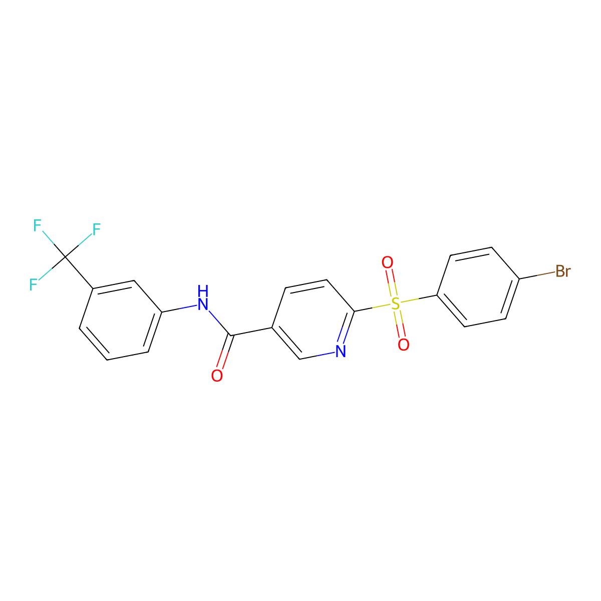 6-((4-bromophenyl)sulfonyl)-N-(3-(trifluoromethyl)phenyl)nicotinamide molecular structure, CAS 1286728-47-9