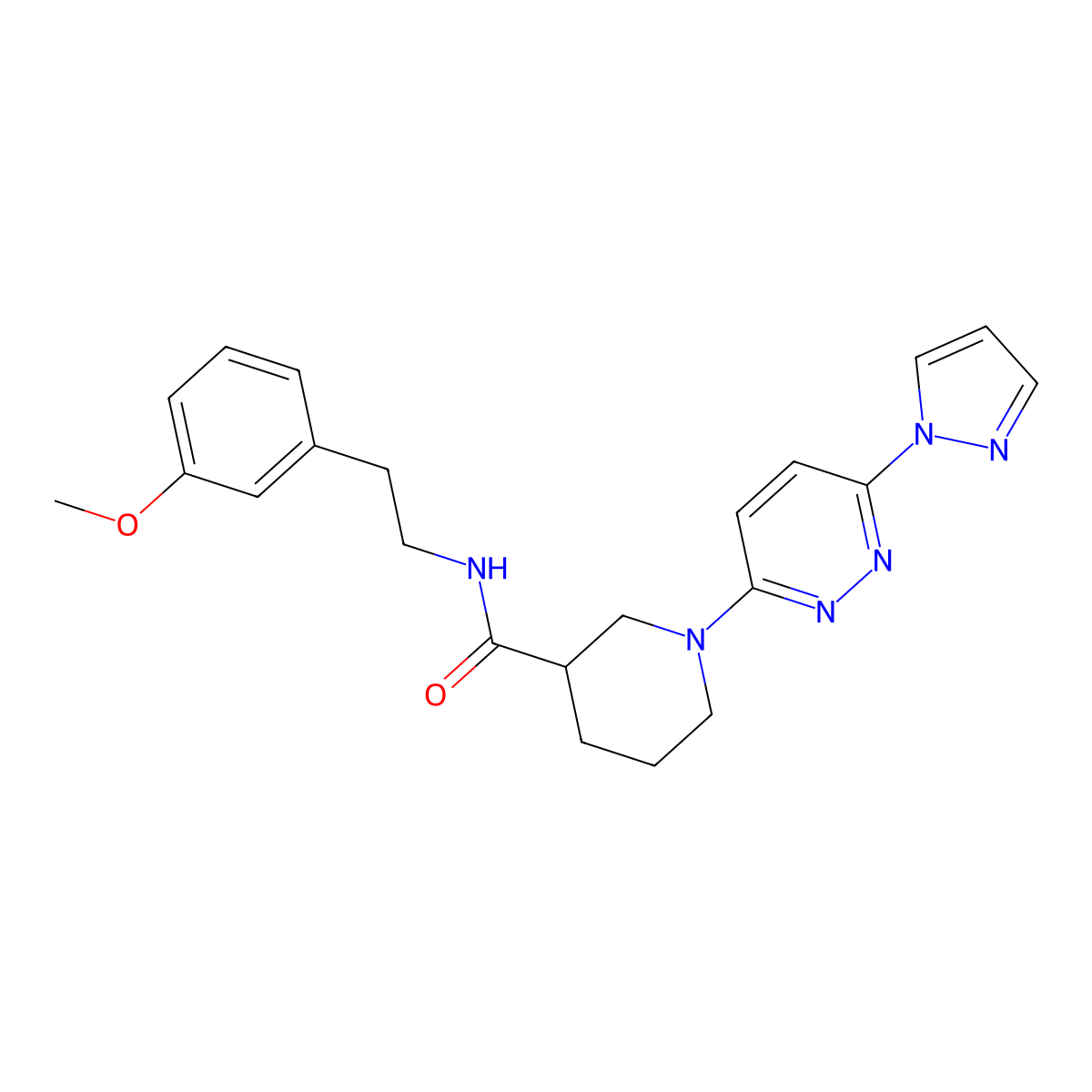N-[2-(3-methoxyphenyl)ethyl]-1-[6-(1H-pyrazol-1-yl)pyridazin-3-yl]piperidine-3-carboxamide molecular structure, CAS 1286728-49-1