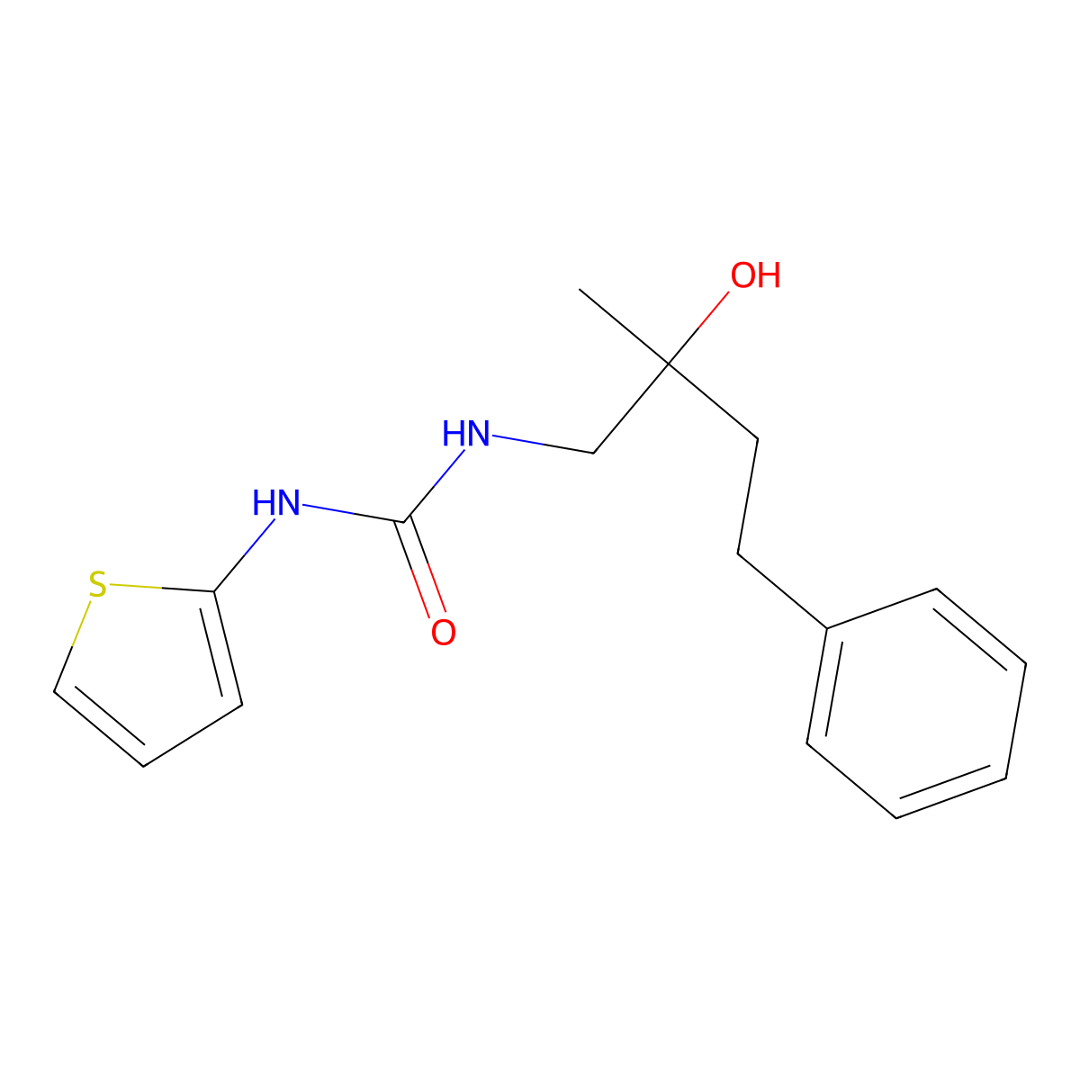 1-(2-Hydroxy-2-methyl-4-phenylbutyl)-3-(thiophen-2-yl)urea molecular structure, CAS 1286728-62-8