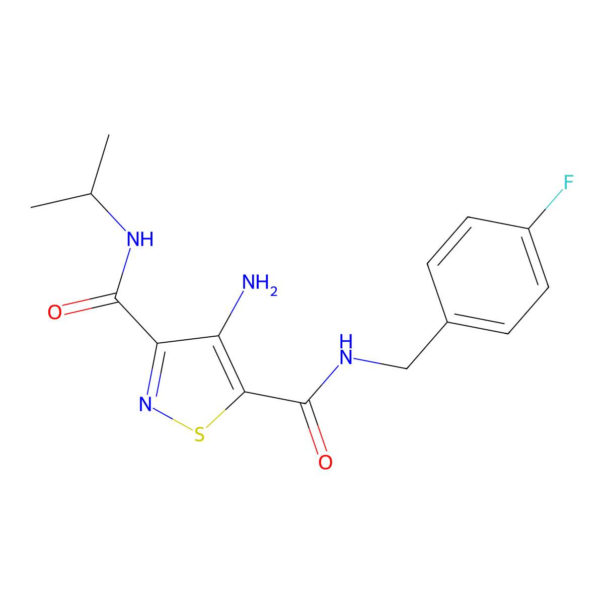 4-amino-N5-(4-fluorobenzyl)-N3-isopropylisothiazole-3,5-dicarboxamide molecular structure, CAS 1286728-74-2