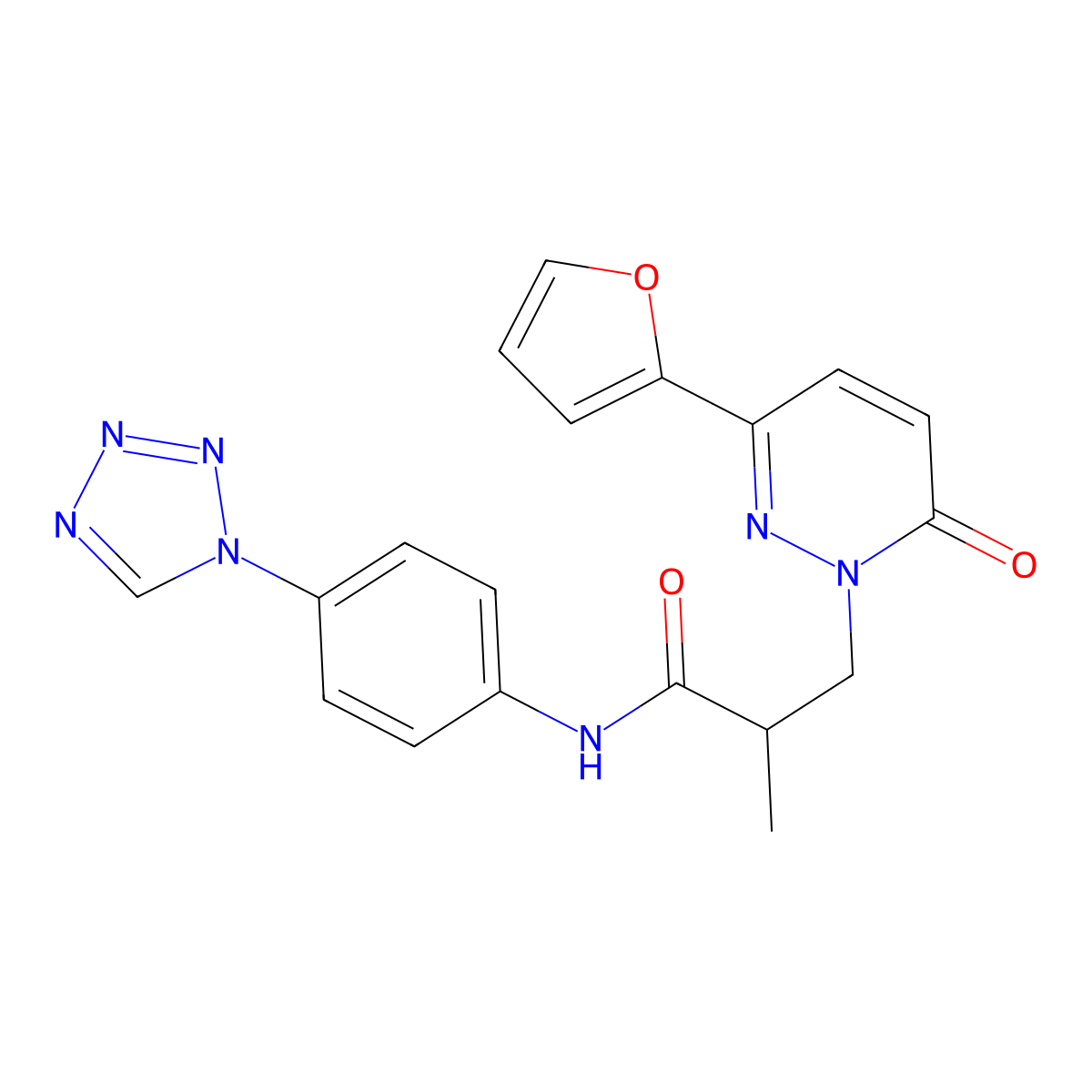 N-(4-(1H-tetrazol-1-yl)phenyl)-3-(3-(furan-2-yl)-6-oxopyridazin-1(6H)-yl)-2-methylpropanamide molecular structure, CAS 1286728-79-7