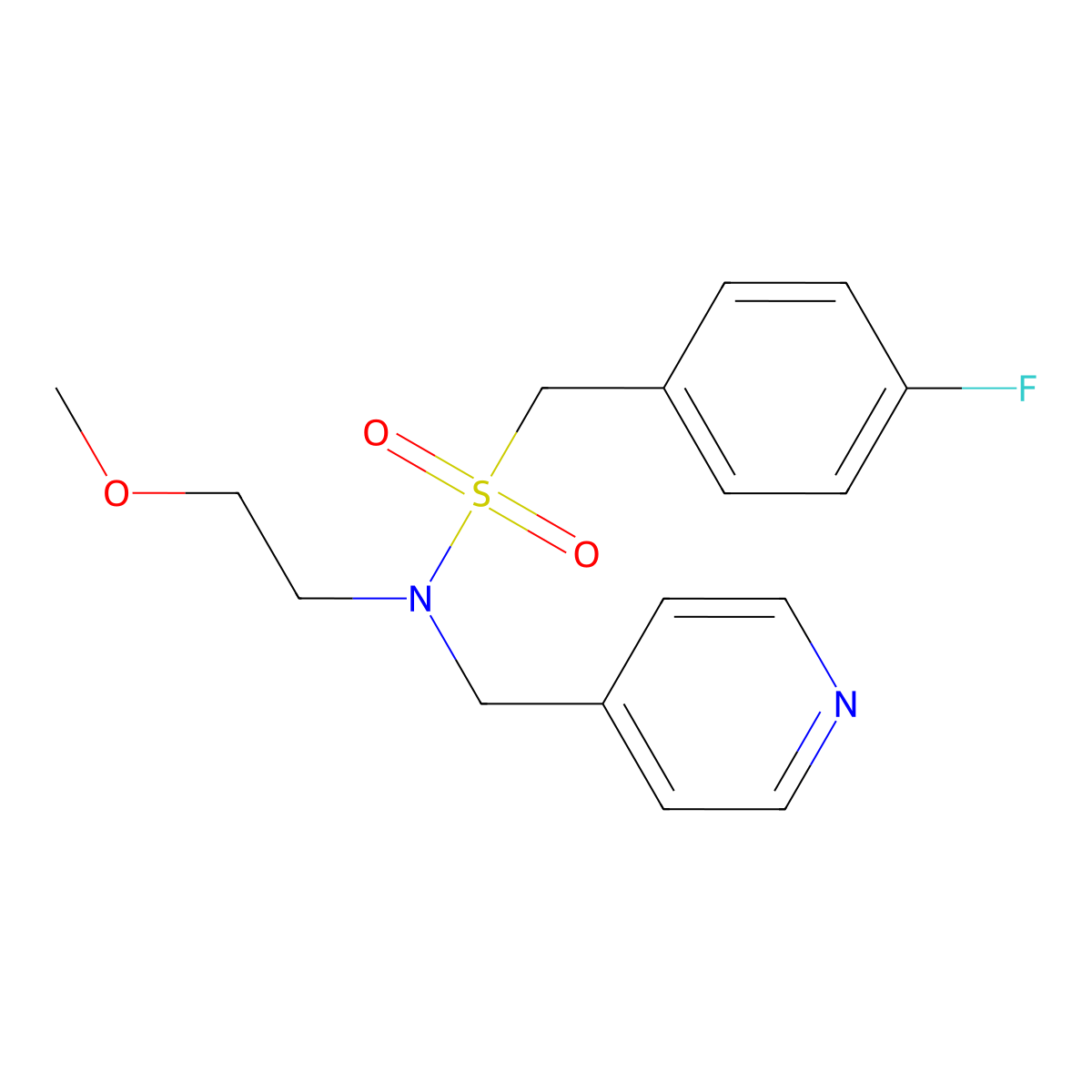 1-(4-fluorophenyl)-N-(2-methoxyethyl)-N-(pyridin-4-ylmethyl)methanesulfonamide molecular structure, CAS 1286728-82-2