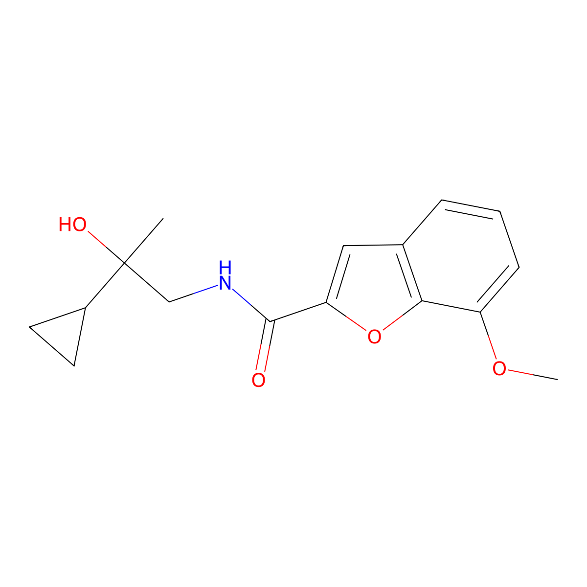 N-(2-cyclopropyl-2-hydroxypropyl)-7-methoxy-1-benzofuran-2-carboxamide molecular structure, CAS 1286728-83-3