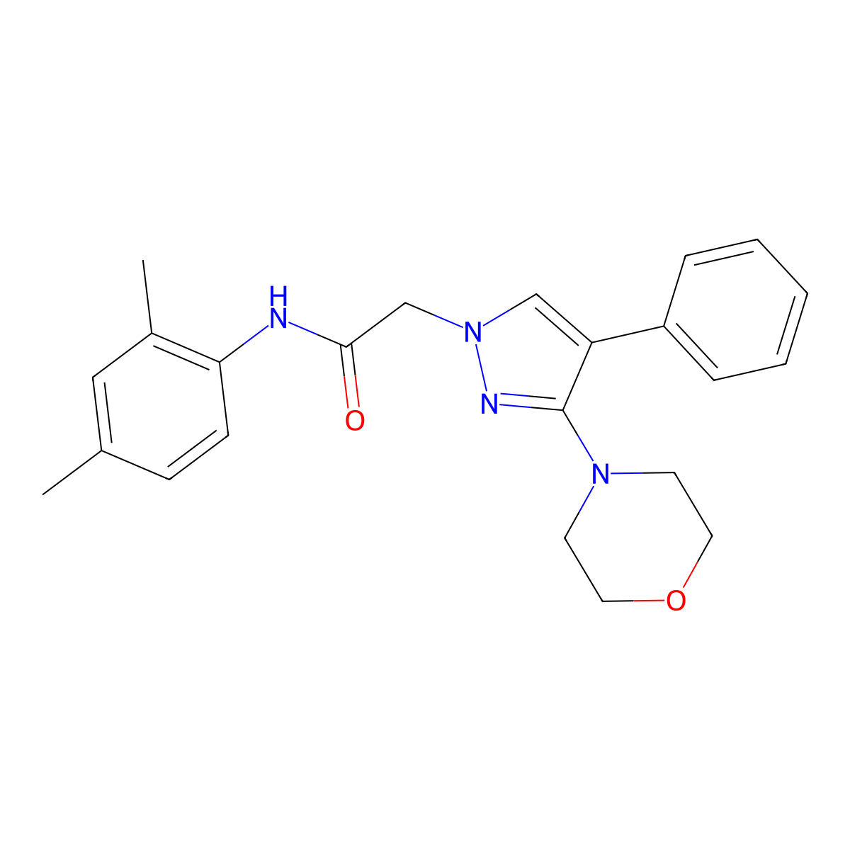 N-(2,4-dimethylphenyl)-2-(3-morpholino-4-phenyl-1H-pyrazol-1-yl)acetamide molecular structure, CAS 1286728-90-2