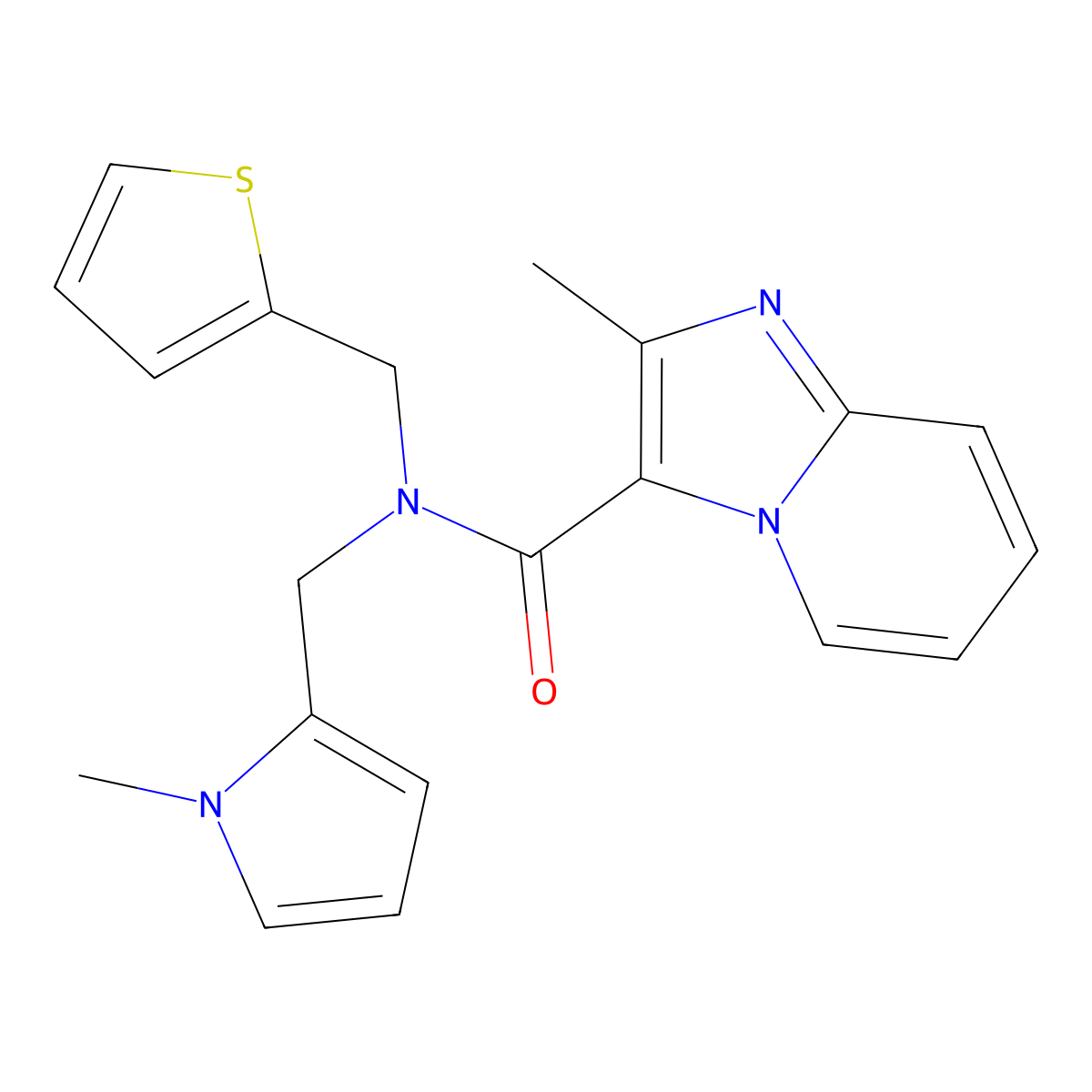 2-methyl-N-((1-methyl-1H-pyrrol-2-yl)methyl)-N-(thiophen-2-ylmethyl)imidazo[1,2-a]pyridine-3-carboxamide molecular structure, CAS 1286728-92-4