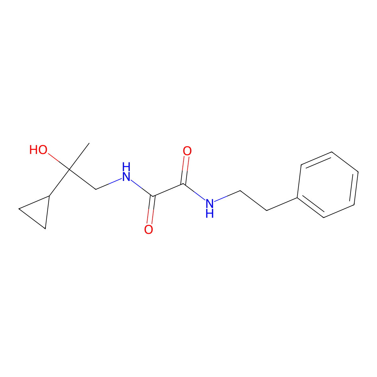N1-(2-cyclopropyl-2-hydroxypropyl)-N2-phenethyloxalamide molecular structure, CAS 1286728-95-7