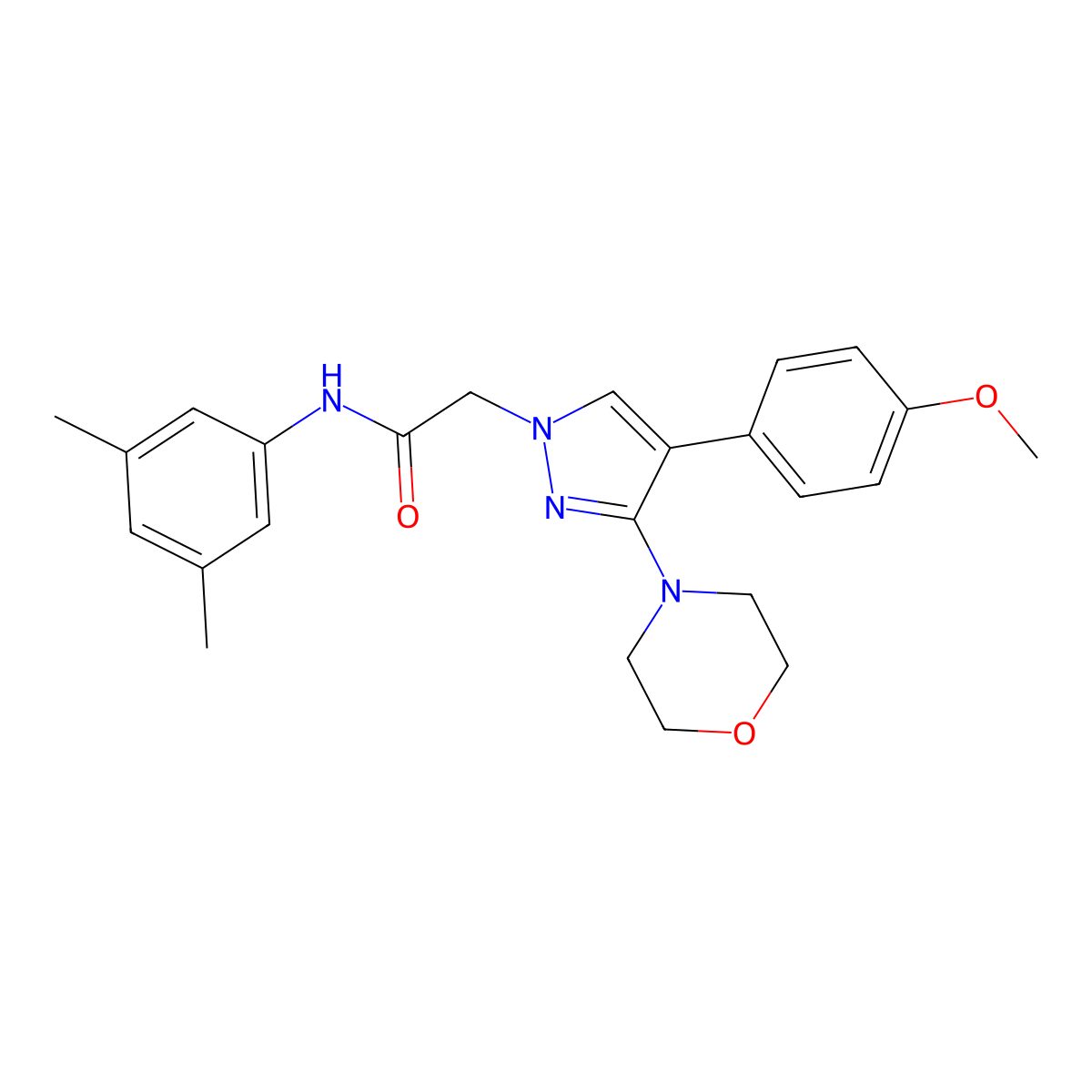 N-(3,5-dimethylphenyl)-2-(4-(4-methoxyphenyl)-3-morpholino-1H-pyrazol-1-yl)acetamide molecular structure, CAS 1286728-98-0