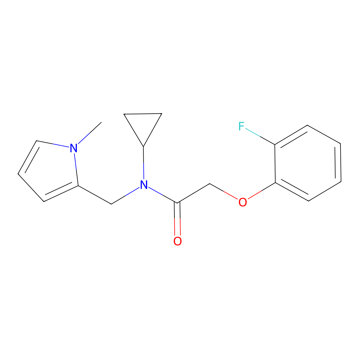 N-cyclopropyl-2-(2-fluorophenoxy)-N-((1-methyl-1H-pyrrol-2-yl)methyl)acetamide molecular structure, CAS 1286729-03-0