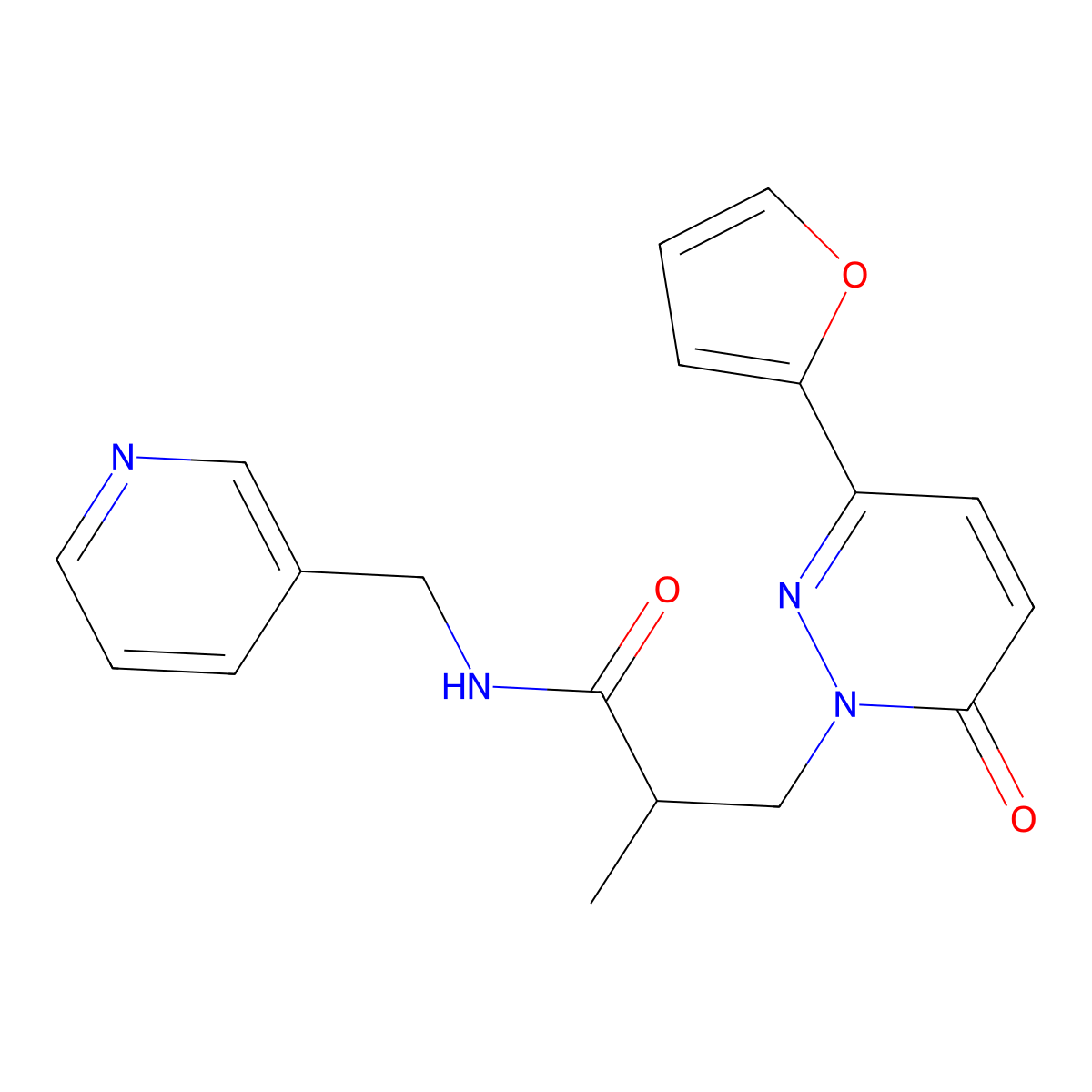 3-(3-(furan-2-yl)-6-oxopyridazin-1(6H)-yl)-2-methyl-N-(pyridin-3-ylmethyl)propanamide molecular structure, CAS 1286732-15-7