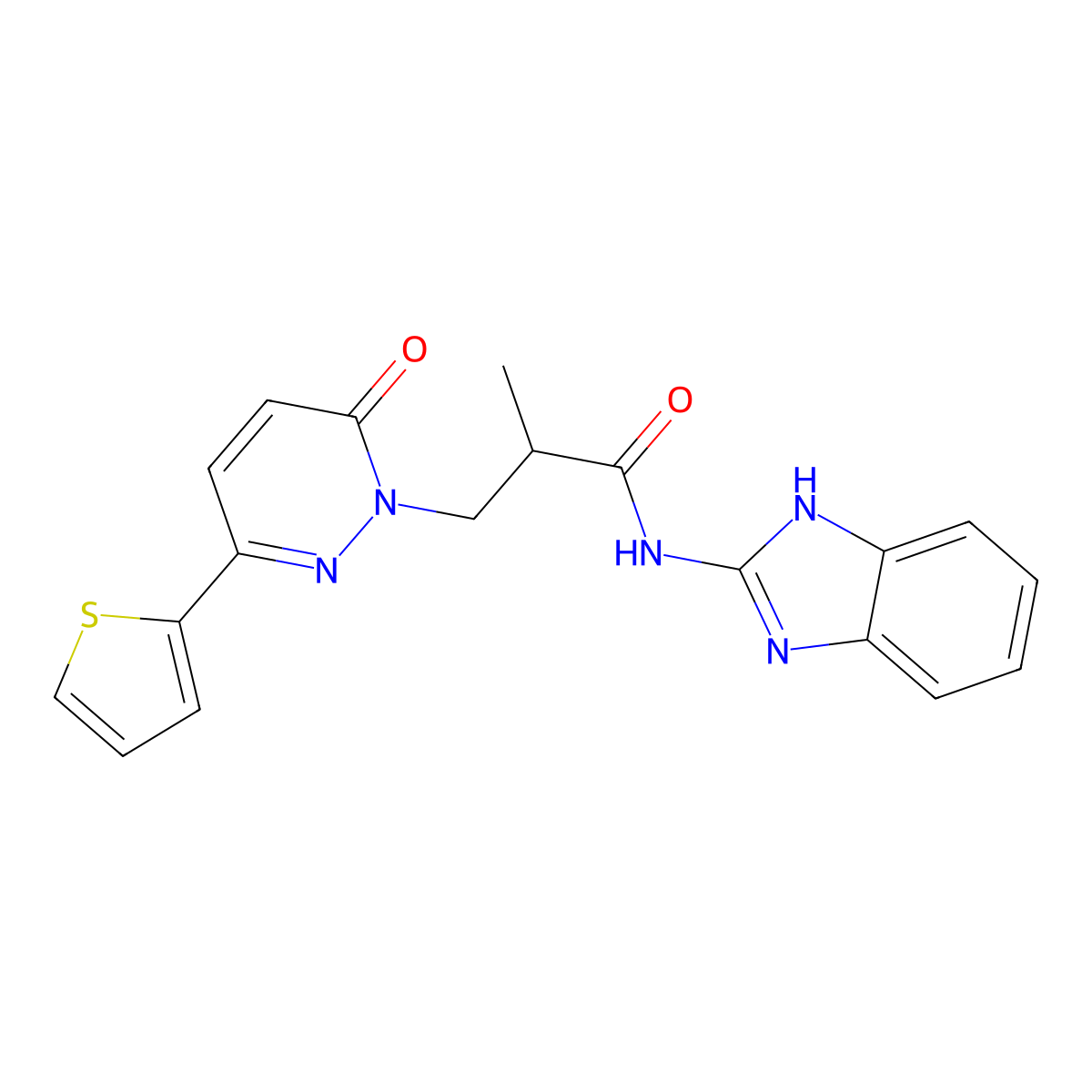 N-(1H-1,3-benzodiazol-2-yl)-2-methyl-3-[6-oxo-3-(thiophen-2-yl)-1,6-dihydropyridazin-1-yl]propanamide molecular structure, CAS 1286732-20-4