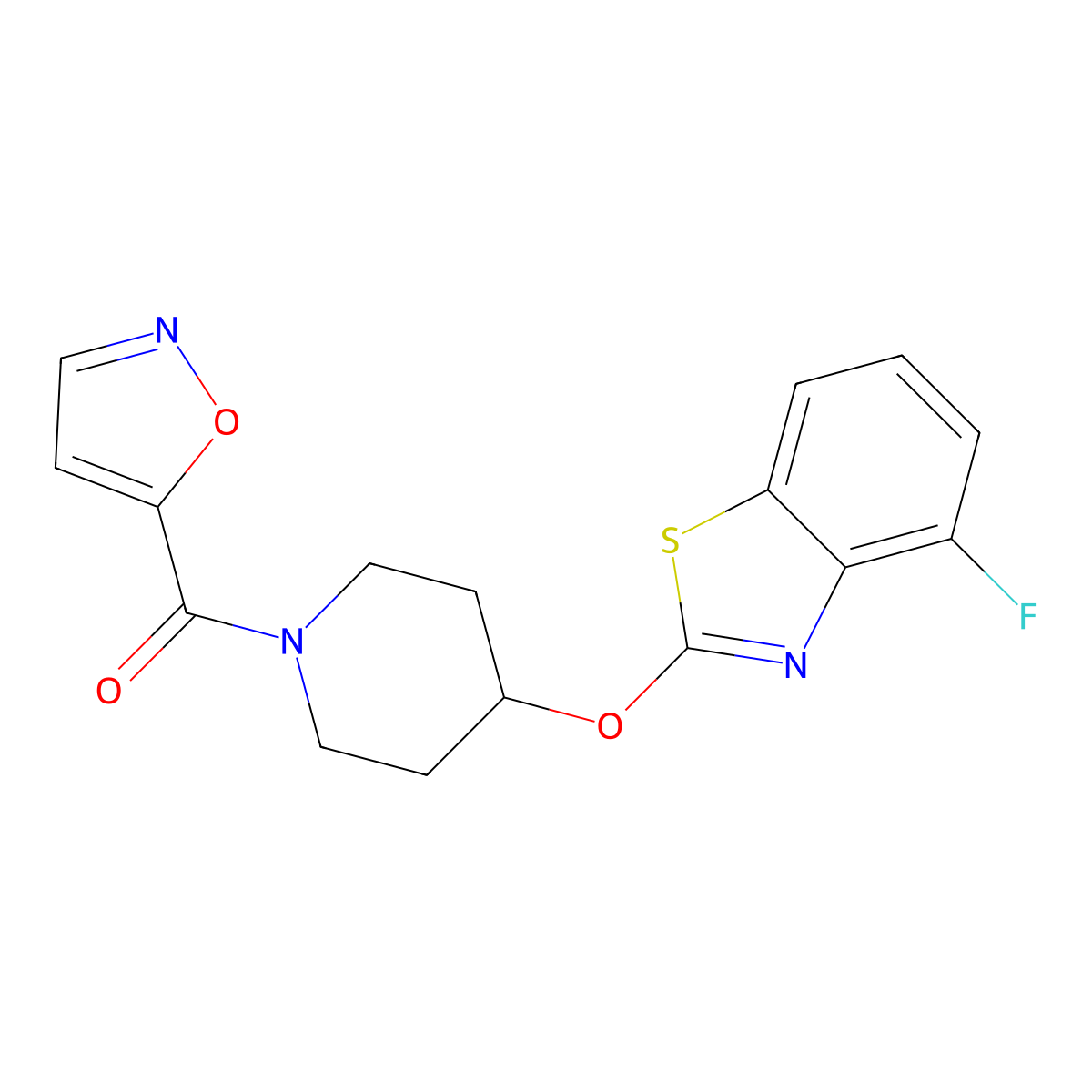 (4-((4-Fluorobenzo[d]thiazol-2-yl)oxy)piperidin-1-yl)(isoxazol-5-yl)methanone molecular structure, CAS 1286732-21-5