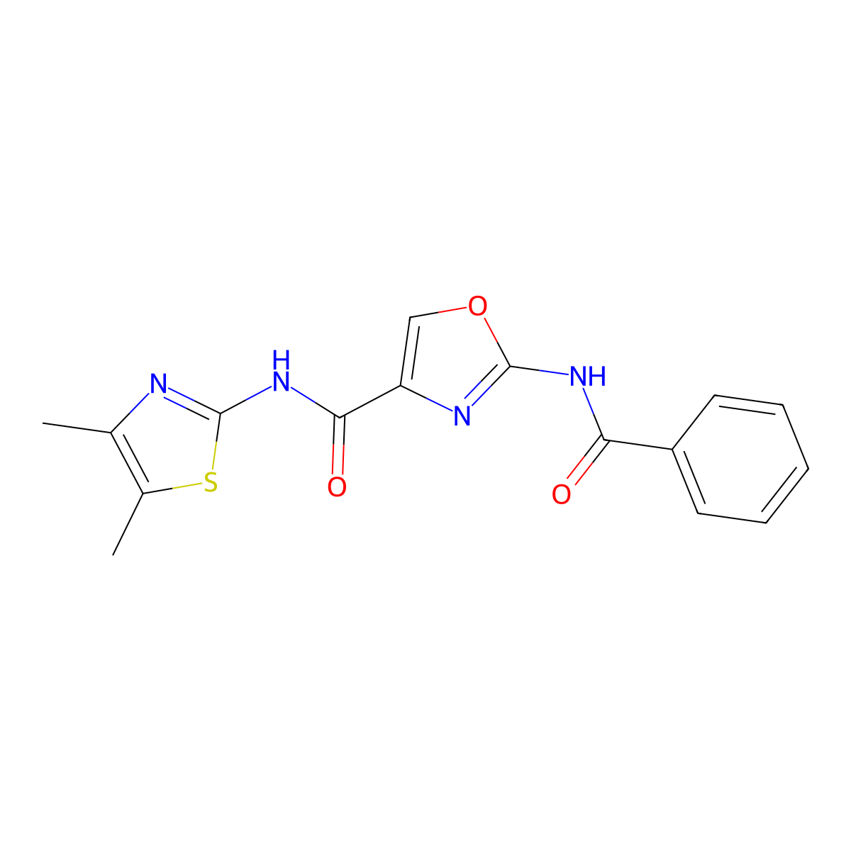 2-benzamido-N-(4,5-dimethylthiazol-2-yl)oxazole-4-carboxamide molecular structure, CAS 1286732-27-1