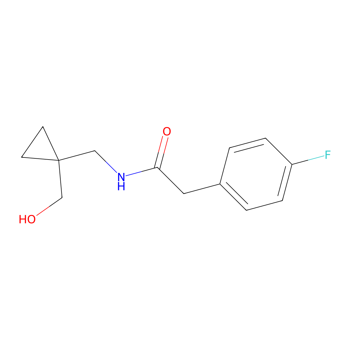 2-(4-fluorophenyl)-N-{[1-(hydroxymethyl)cyclopropyl]methyl}acetamide molecular structure, CAS 1286732-29-3