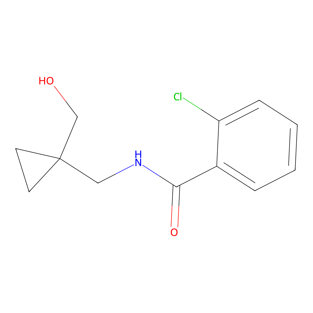 2-chloro-N-((1-(hydroxymethyl)cyclopropyl)methyl)benzamide molecular structure, CAS 1286732-30-6