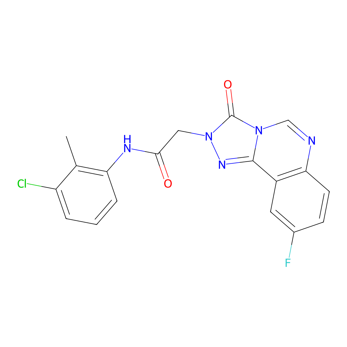 N-(3-chloro-2-methylphenyl)-2-(9-fluoro-3-oxo-[1,2,4]triazolo[4,3-c]quinazolin-2(3H)-yl)acetamide molecular structure, CAS 1286732-39-5