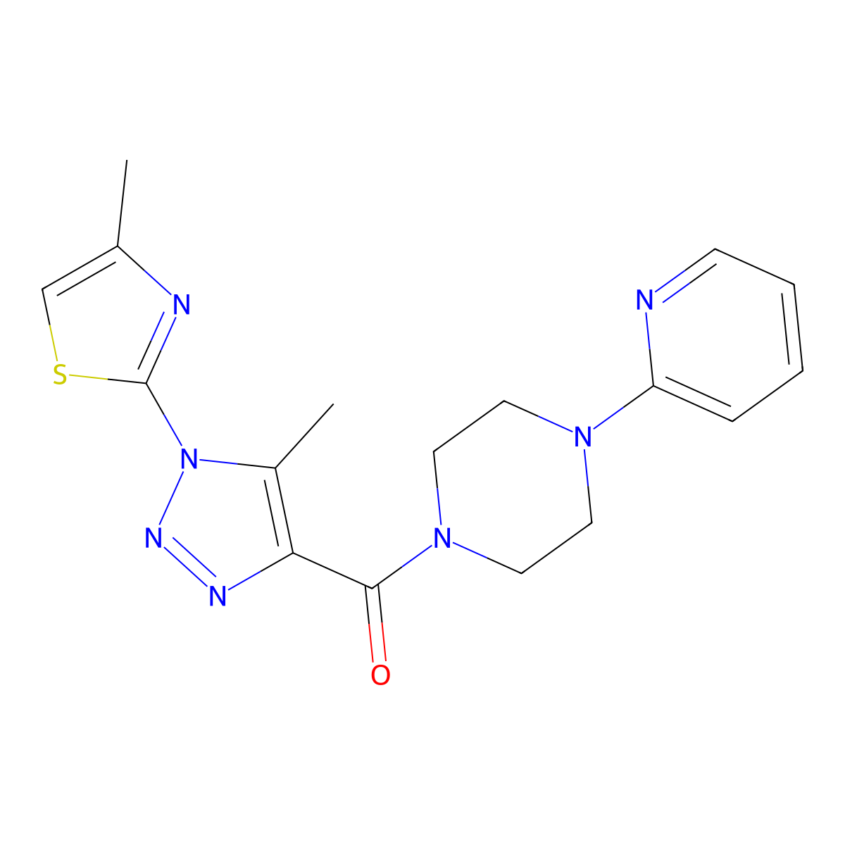 (5-methyl-1-(4-methylthiazol-2-yl)-1H-1,2,3-triazol-4-yl)(4-(pyridin-2-yl)piperazin-1-yl)methanone molecular structure, CAS 1286732-44-2