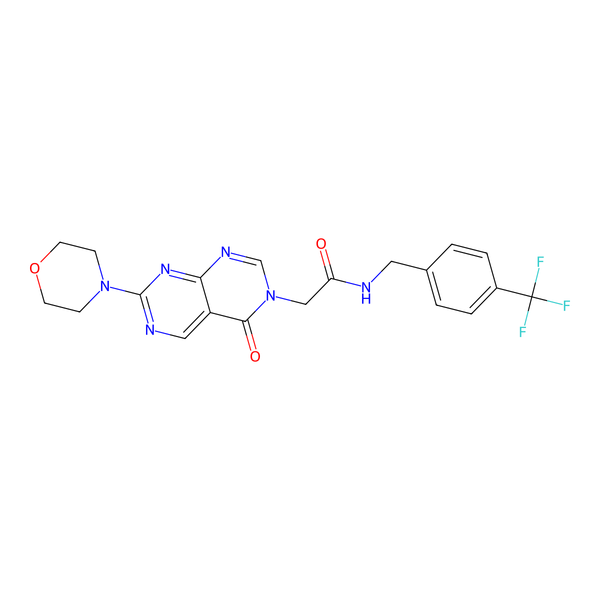 2-(7-morpholino-4-oxopyrimido[4,5-d]pyrimidin-3(4H)-yl)-N-(4-(trifluoromethyl)benzyl)acetamide molecular structure, CAS 1286732-47-5