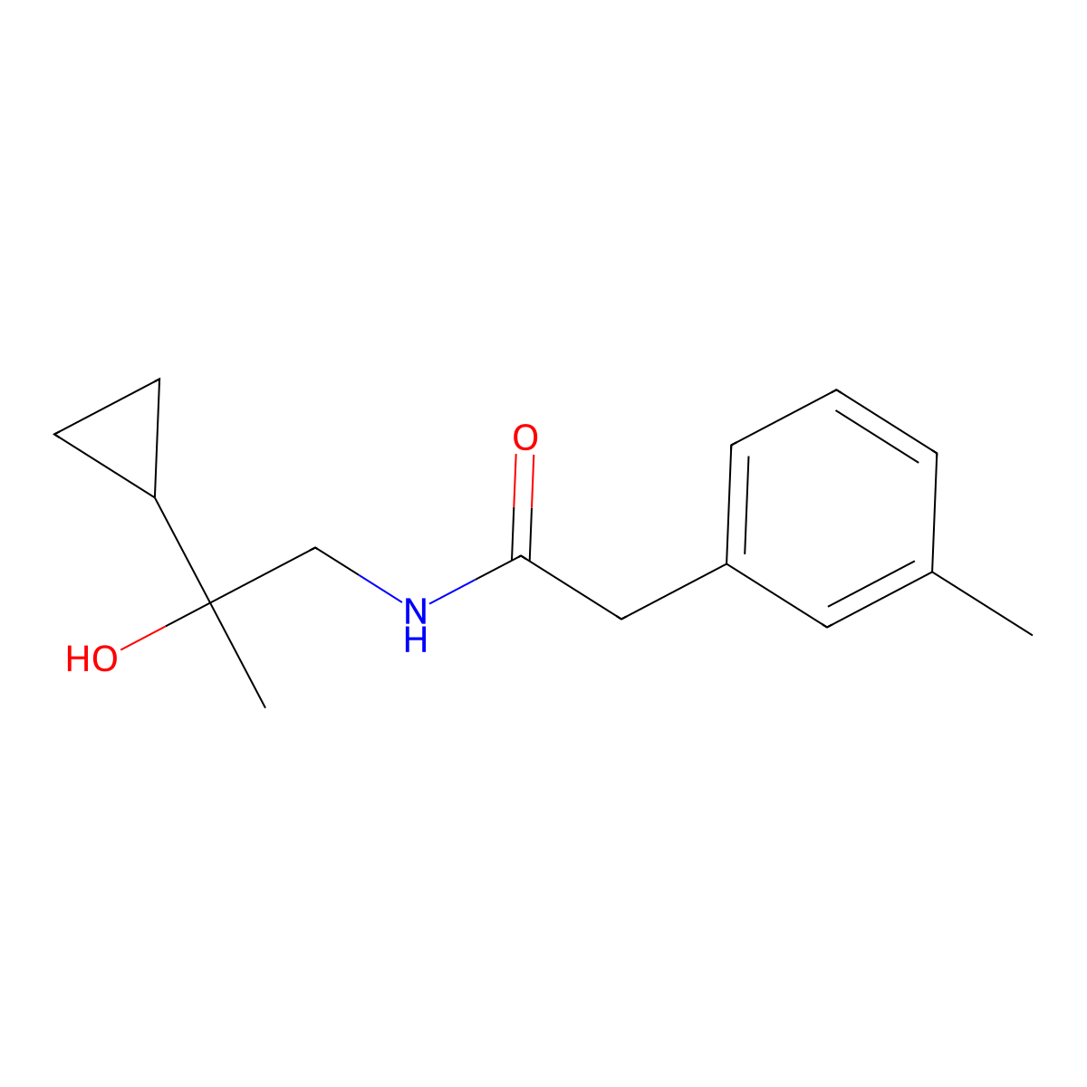 N-(2-cyclopropyl-2-hydroxypropyl)-2-(m-tolyl)acetamide molecular structure, CAS 1286732-49-7