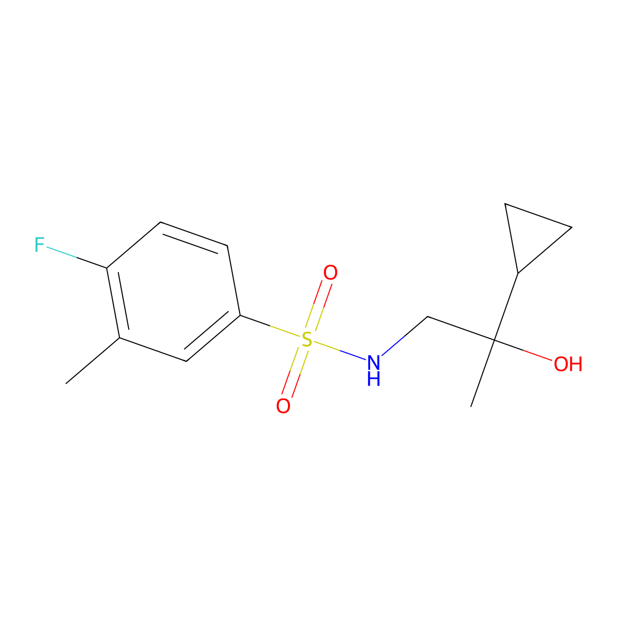 N-(2-cyclopropyl-2-hydroxypropyl)-4-fluoro-3-methylbenzenesulfonamide molecular structure, CAS 1286732-56-6