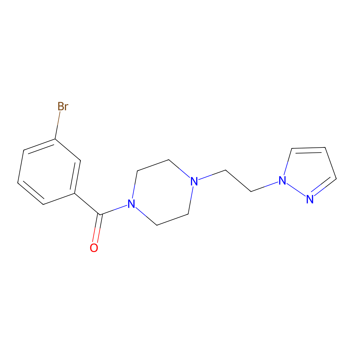 (4-(2-(1H-pyrazol-1-yl)ethyl)piperazin-1-yl)(3-bromophenyl)methanone molecular structure, CAS 1286732-58-8