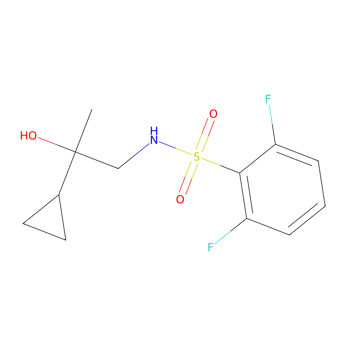 N-(2-cyclopropyl-2-hydroxypropyl)-2,6-difluorobenzenesulfonamide molecular structure, CAS 1286732-60-2