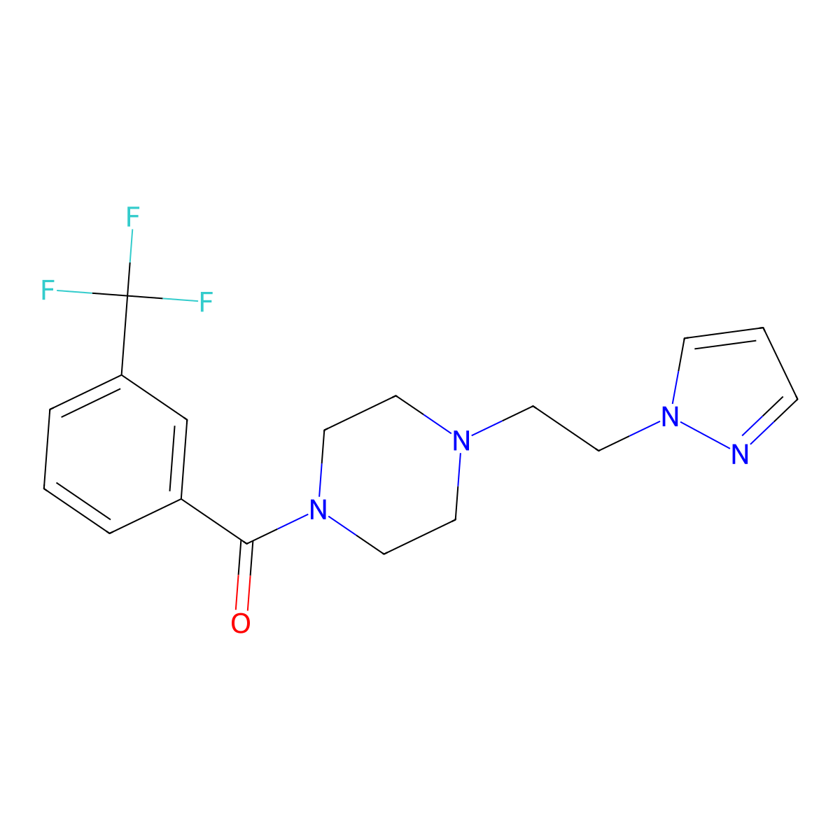 (4-(2-(1H-pyrazol-1-yl)ethyl)piperazin-1-yl)(3-(trifluoromethyl)phenyl)methanone molecular structure, CAS 1286732-62-4