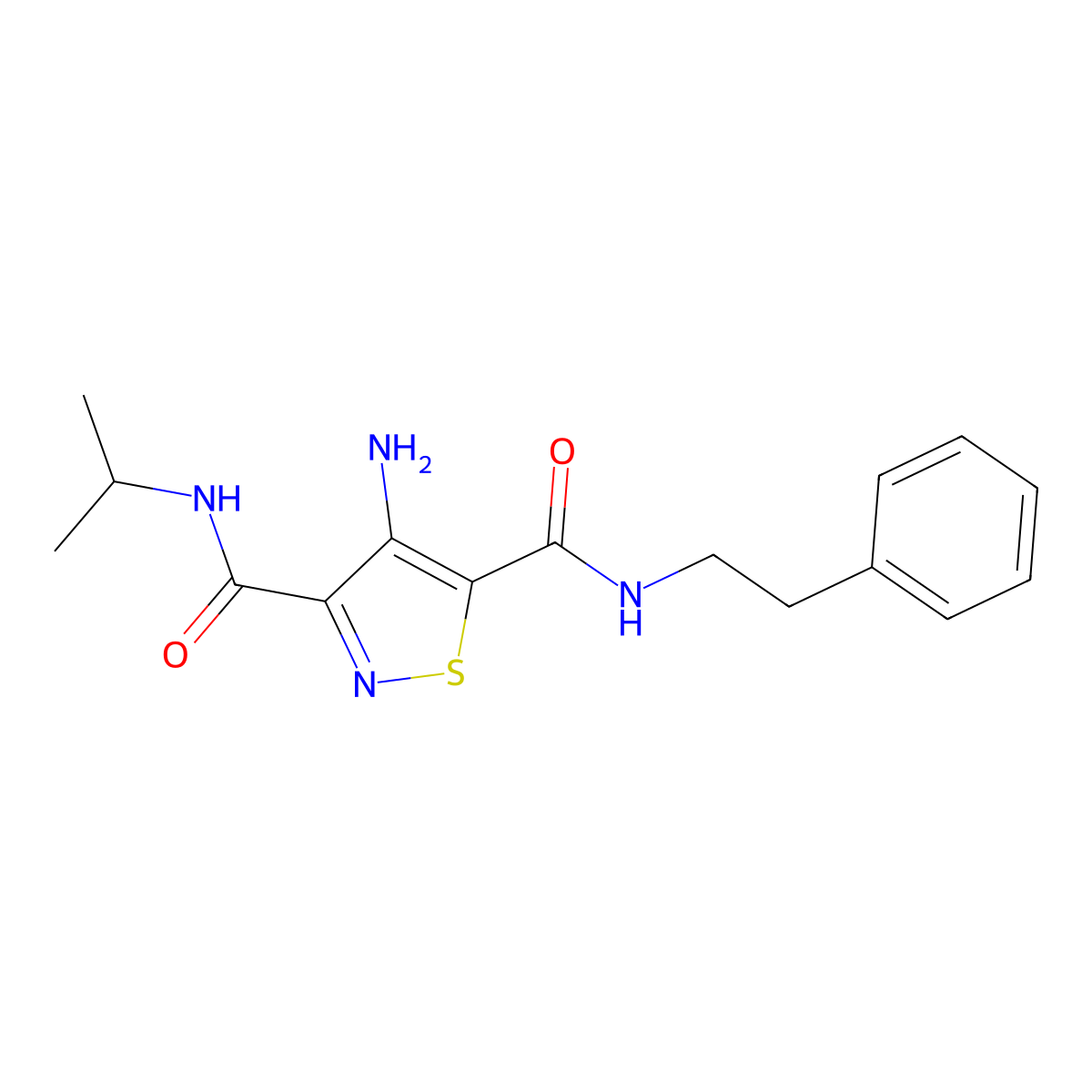 4-amino-N5-(2-phenylethyl)-N3-(propan-2-yl)-1,2-thiazole-3,5-dicarboxamide molecular structure, CAS 1286732-65-7