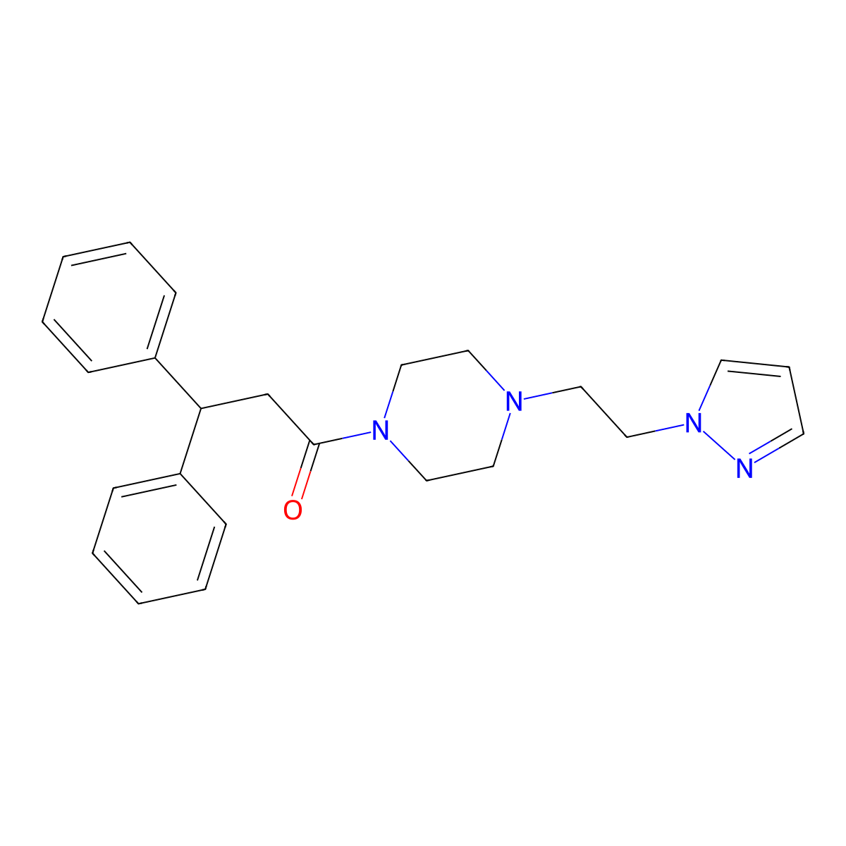 1-(4-(2-(1H-pyrazol-1-yl)ethyl)piperazin-1-yl)-3,3-diphenylpropan-1-one molecular structure, CAS 1286732-66-8