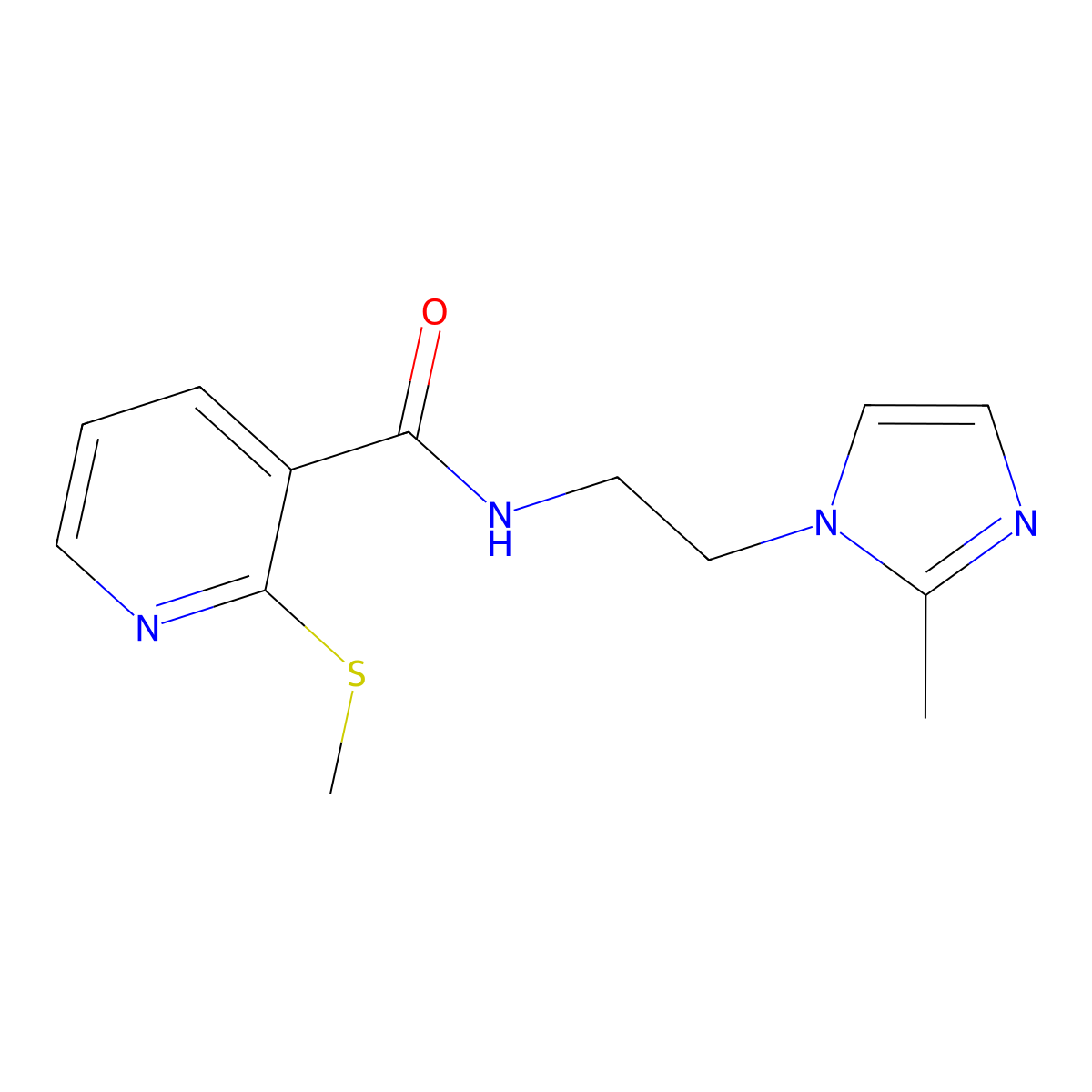 N-(2-(2-methyl-1H-imidazol-1-yl)ethyl)-2-(methylthio)nicotinamide molecular structure, CAS 1286732-77-1
