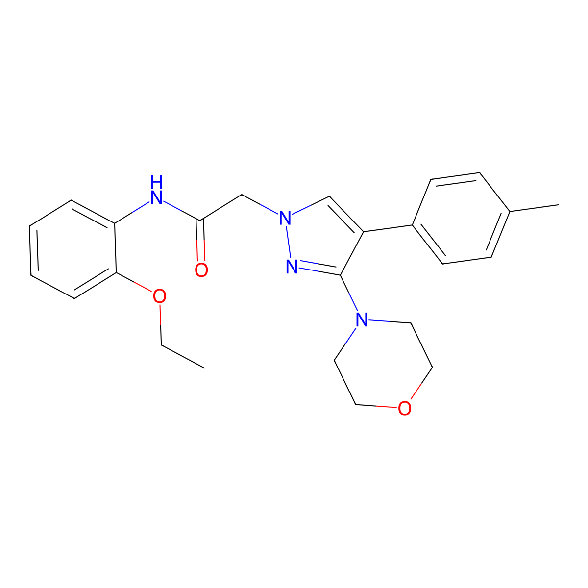 N-(2-ethoxyphenyl)-2-(3-morpholino-4-(p-tolyl)-1H-pyrazol-1-yl)acetamide molecular structure, CAS 1286732-79-3