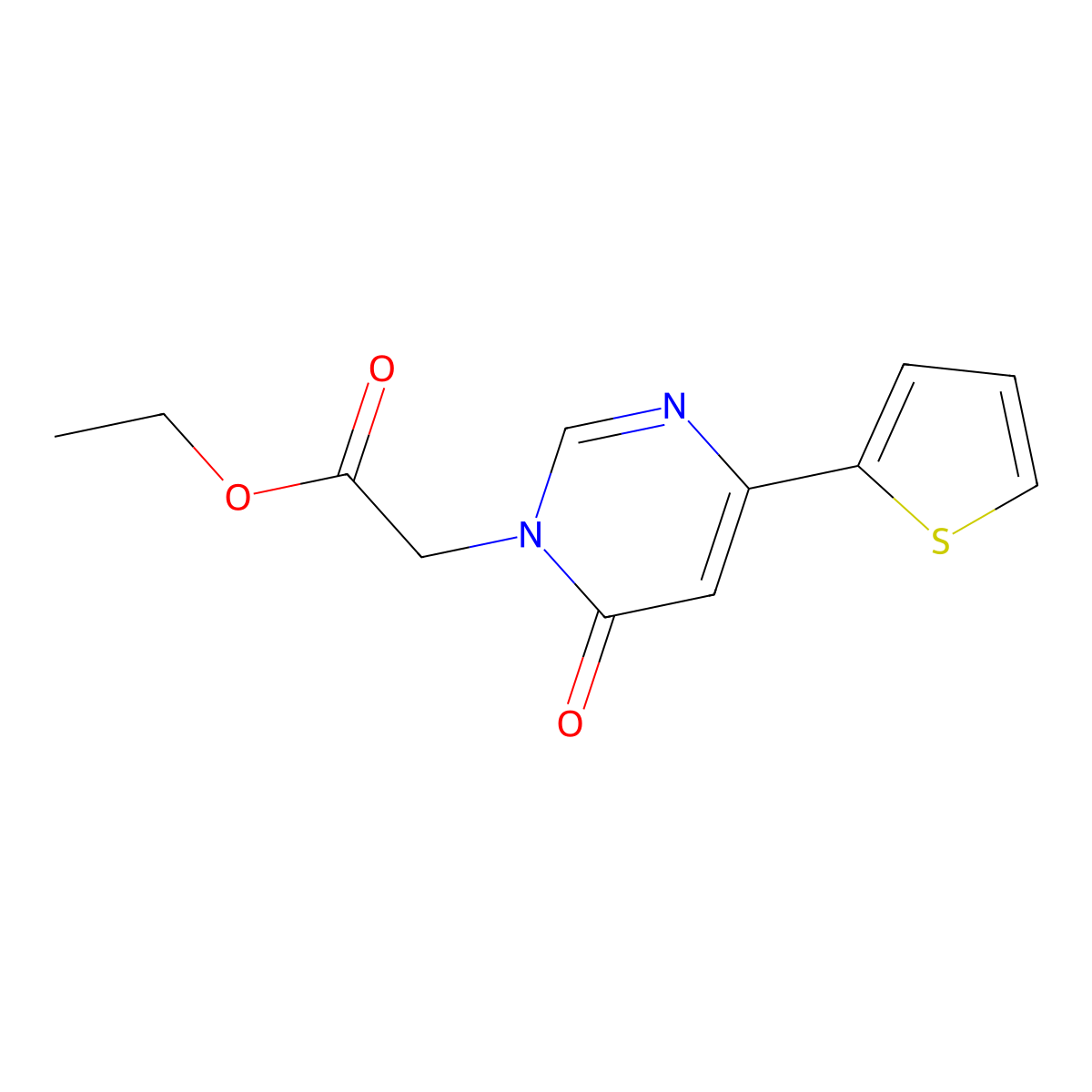 ethyl 2-(6-oxo-4-(thiophen-2-yl)pyrimidin-1(6H)-yl)acetate molecular structure, CAS 1286732-86-2