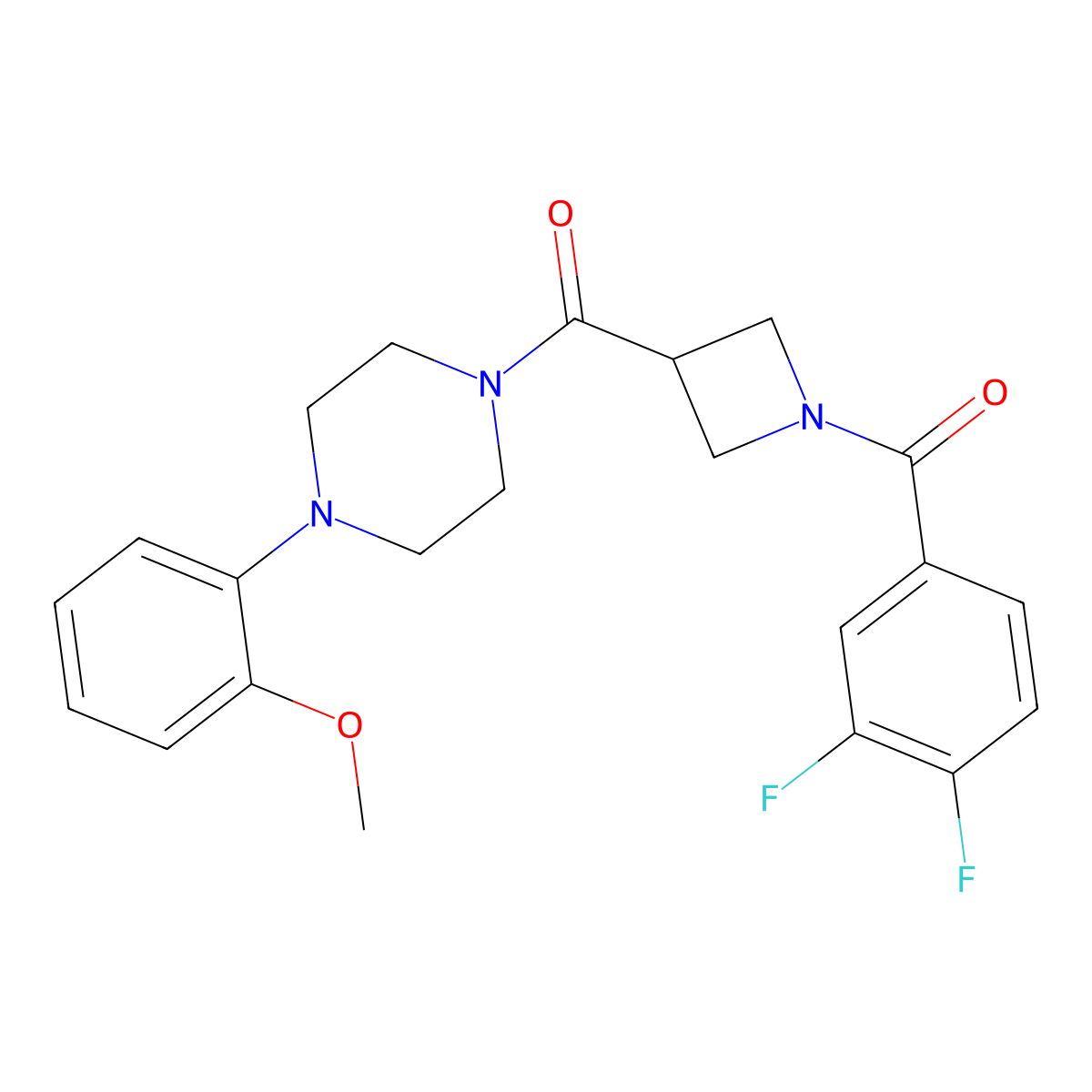 (1-(3,4-Difluorobenzoyl)azetidin-3-yl)(4-(2-methoxyphenyl)piperazin-1-yl)methanone molecular structure, CAS 1286733-04-7