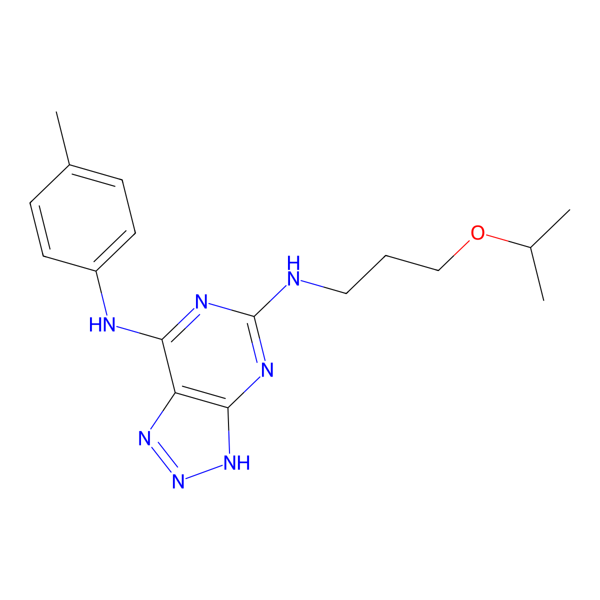 N5-(3-isopropoxypropyl)-N7-(p-tolyl)-3H-[1,2,3]triazolo[4,5-d]pyrimidine-5,7-diamine molecular structure, CAS 1286733-06-9
